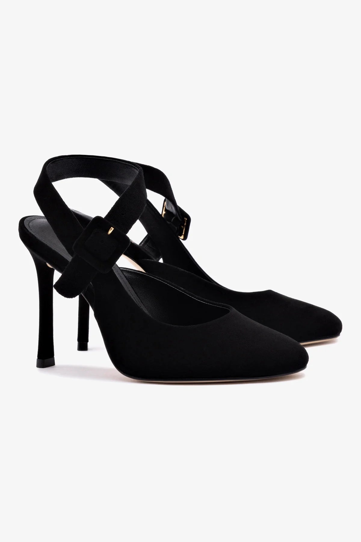 Deena By Larroudé Black Suede Pumps - Elegant High Heels for Women, Perfect for Office, Parties & Special Occasions