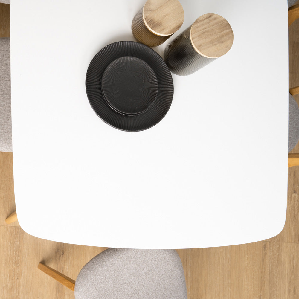 AIMON 150cm Dining Table - Natural & White Finish - Perfect for Kitchen, Dining Room, and Small Space Homes
