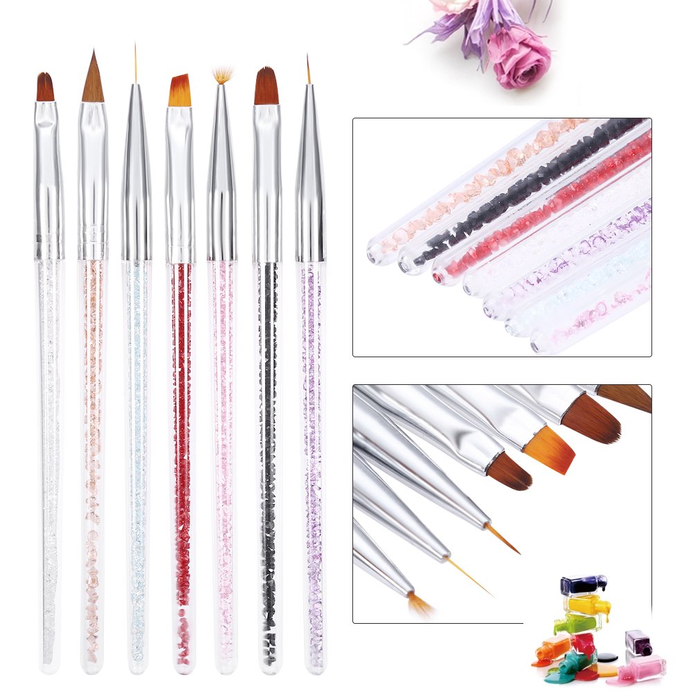 7Pcs Professional Nail Art Brush Set for Gel Polish - Liner, Carving & Flower Drawing Pens - Essential Nail Design Tools for Salon & Home Manicures - Perfect for Acrylic, Gel Extensions & Nail Art Designs