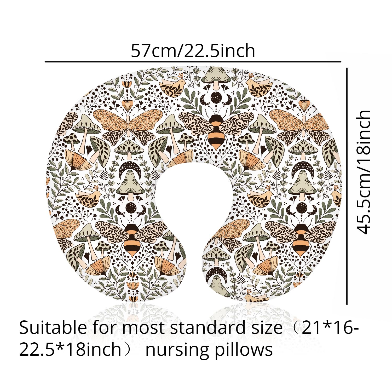 **Ultra Soft Stretchy Nursing Pillow Cover for Breastfeeding - Fits Standard Infant Support Pillows (Bees Design) - Perfect for Baby Girls & Boys, Nursing & Feeding Comfort**    *(Ideal for Home, Nursery, or Travel - Supports Comfortable Breastfeeding & Baby Positioning)*