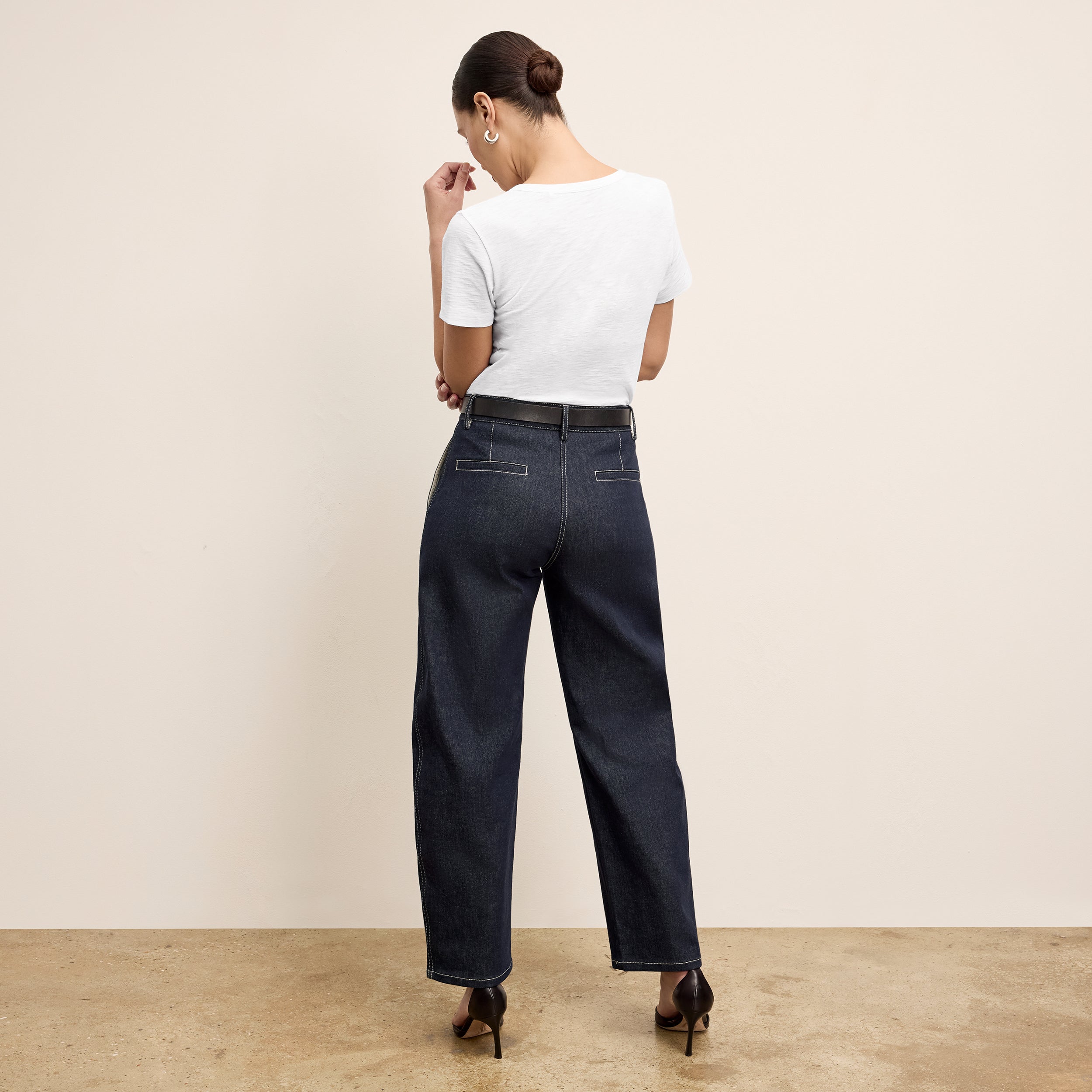 Bari Barrel Leg Stretch Denim Jeans for Women - Midnight Wash - Comfortable High Waist Skinny Jeans for Casual Wear & Night Out