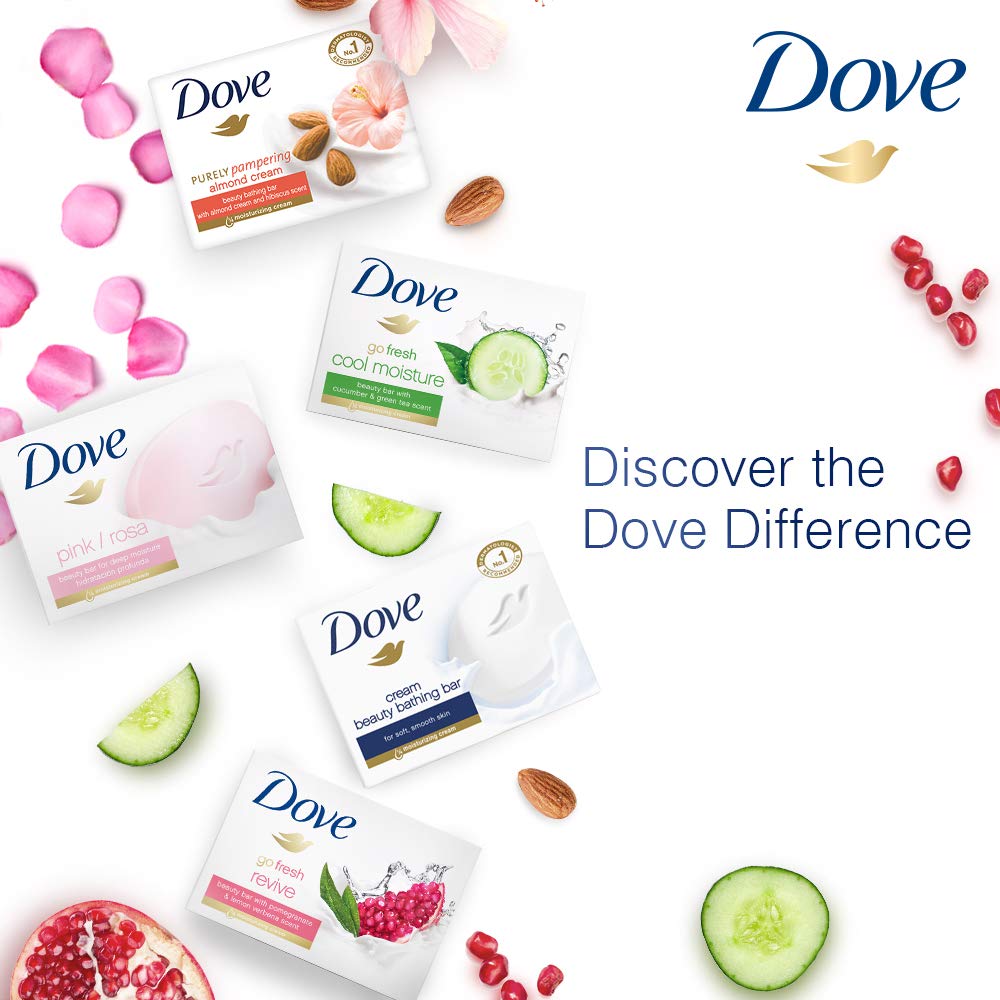 Dove Cream Beauty Bathing Bar with 1/4 Moisturizing Cream for Softer, Smoother Skin - 100g (Pack of 4 + 1 Free) | Gentle Cleansing & Hydrating for Dry Skin - Perfect for Daily Shower, Spa & Travel