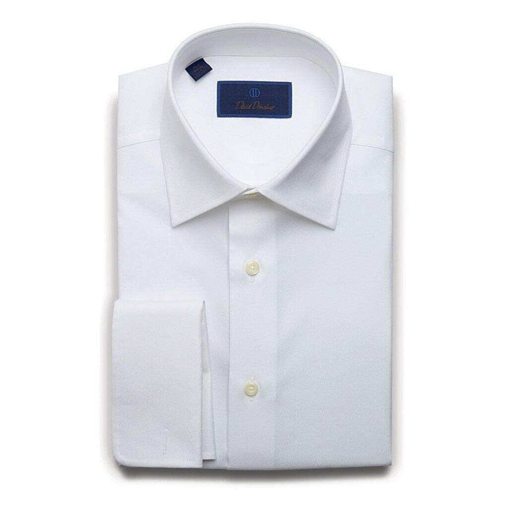 David Donahue Men's Regular Fit Long Sleeve Micro Birdseye Dress Shirt - Premium Business & Formal Wear for Office, Weddings & Special Occasions