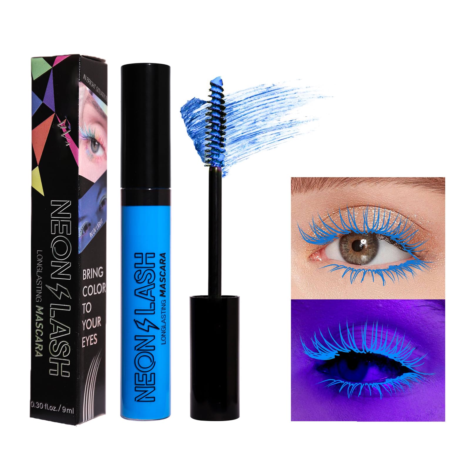 HOUSN Blue Waterproof Mascara - Long Lasting Colored Mascara with False Lash Effect, Smudge Proof for Halloween, Christmas & Birthday Parties | 6 Vibrant Shades (#05) | Perfect for Cosplay, Costume Makeup & Special Occasions