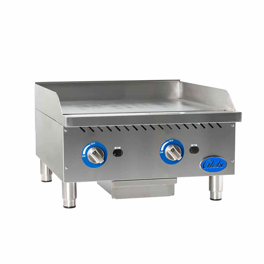 Globe GG24G 24-Inch Natural Gas Countertop Griddle with 2 Burners - Perfect for Restaurants, Diners & Outdoor Cooking