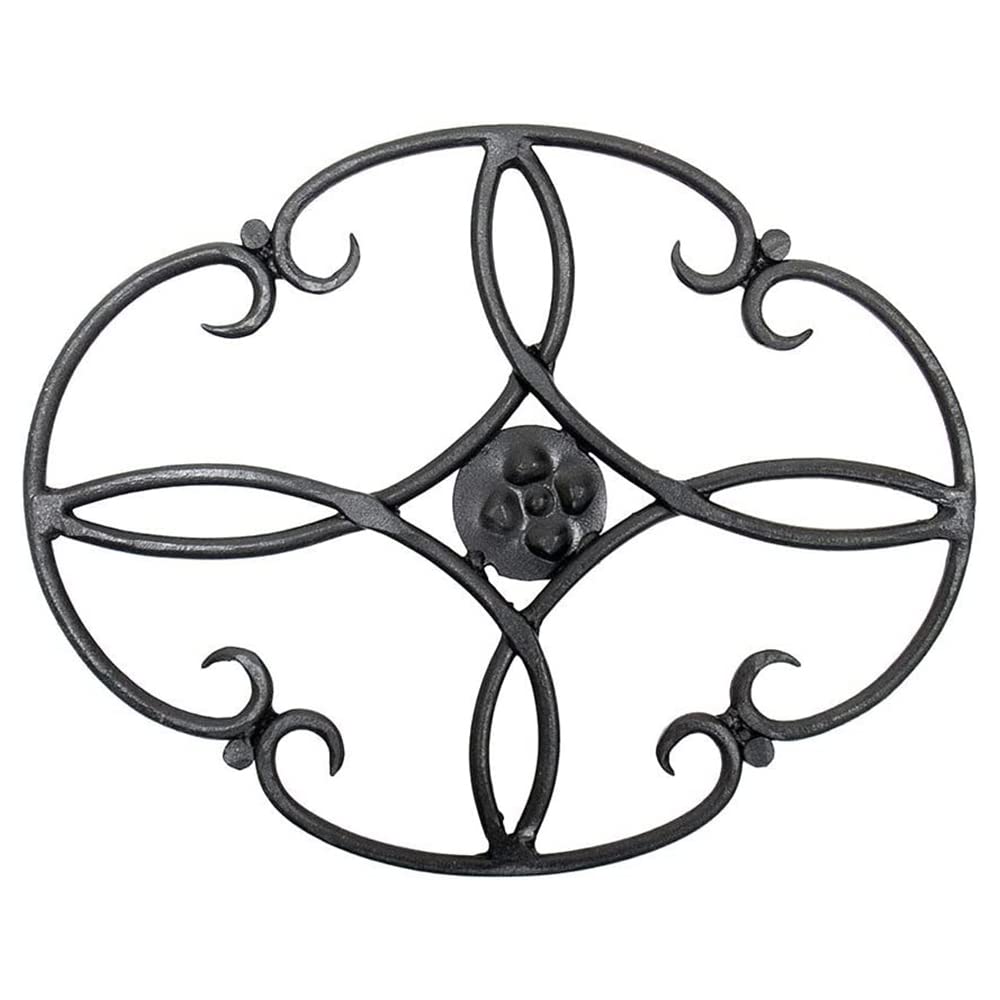 Black Wrought Iron Tabletop Trivet for Woodstove - Heat Resistant Clover Design for Hot Pots, Pans & Serving Dishes - Perfect for Kitchen, Dining & Outdoor BBQ Use