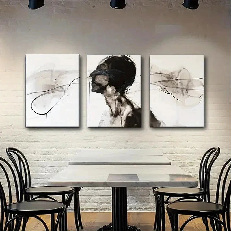 3-Piece Abstract Black and White Human Form Wall Art Set - 50x70cm Framed Canvas Prints | High Quality Australian Made Ready-to-Hang Wall Decor | Perfect for Living Room, Bedroom & Office Decor
