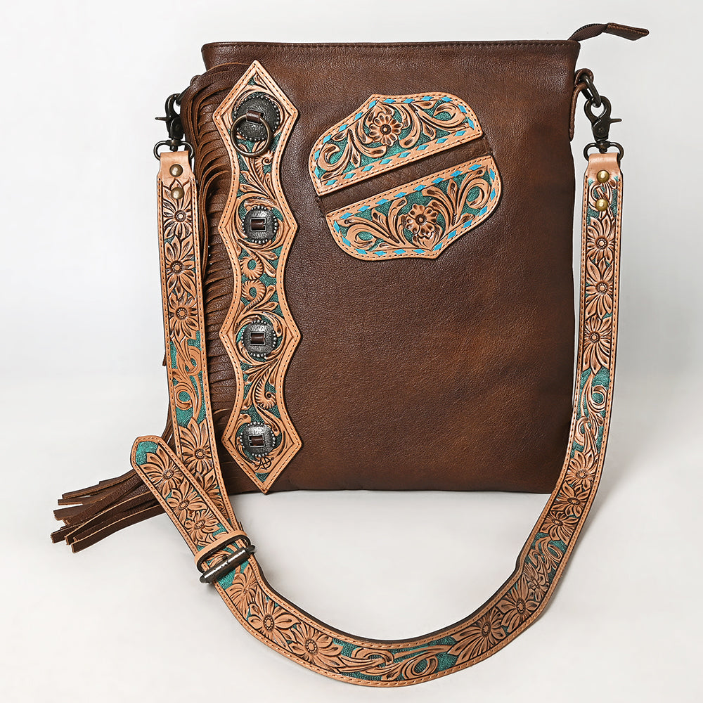 American Darling ADBG469 Genuine Leather Western Handbag - Hand-Tooled Women's Purse & Shoulder Bag for Cowgirl Style, Rodeo Events and Country Fashion