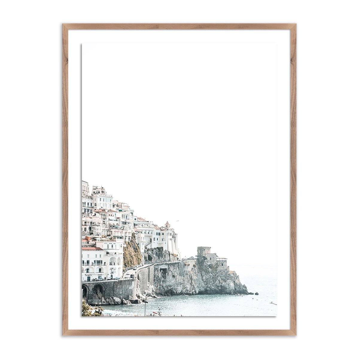 Amalfi Overexpose By Natalie Obradovich 36X48 Rustic Walnut Framed Canvas Wall Art - Perfect for Living Room, Bedroom & Office Decor