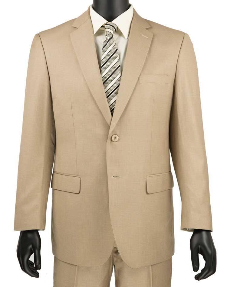 Classic Fit Sharkskin 2-Piece Suit for Men - Beige Business Formal Wear | Perfect for Weddings, Office & Special Occasions