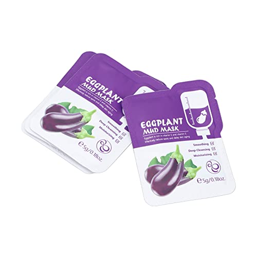 12-Piece 5g Eggplant Facial Mud Mask Set - Deep Cleaning, Exfoliating & Oil Control Clay Mask for Pore Refining | Spa Day, At-Home Facial & Self-Care Routine