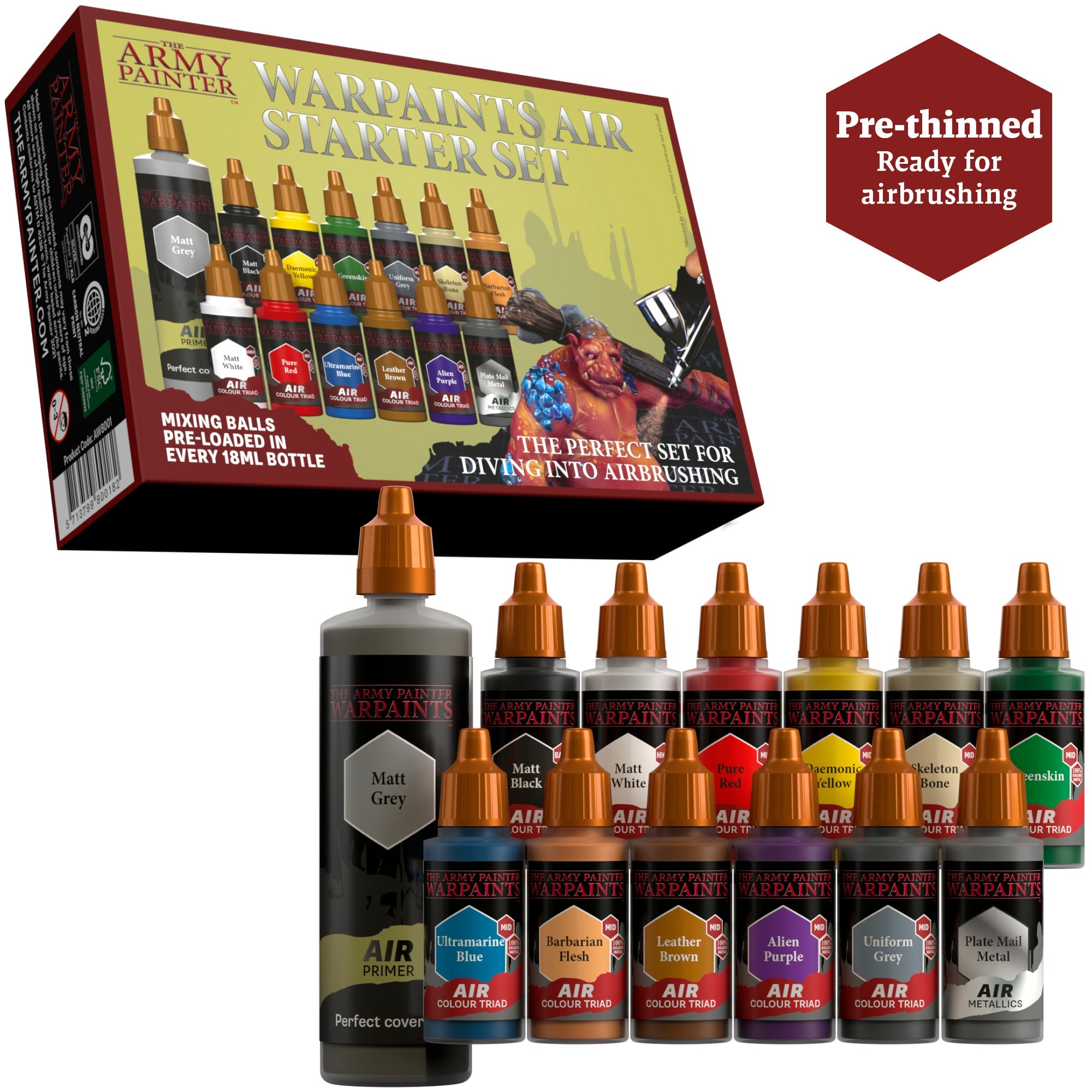 Warpaints Air Starter Set - Professional Airbrush Paint Kit for Miniatures & Models - Perfect for Hobbyists, Artists & DIY Projects