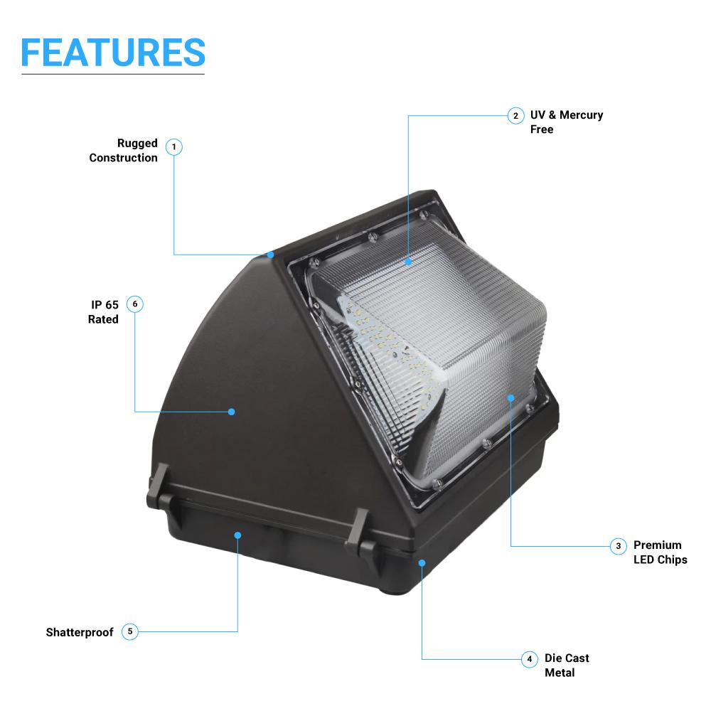 120W LED Wall Pack Light, 5700K Daylight White, Bronze Finish, 420W Equivalent, 15,194 Lumens, Forward Throw - Outdoor Security Lighting for Building Facades, Parking Lots & Warehouse Exteriors