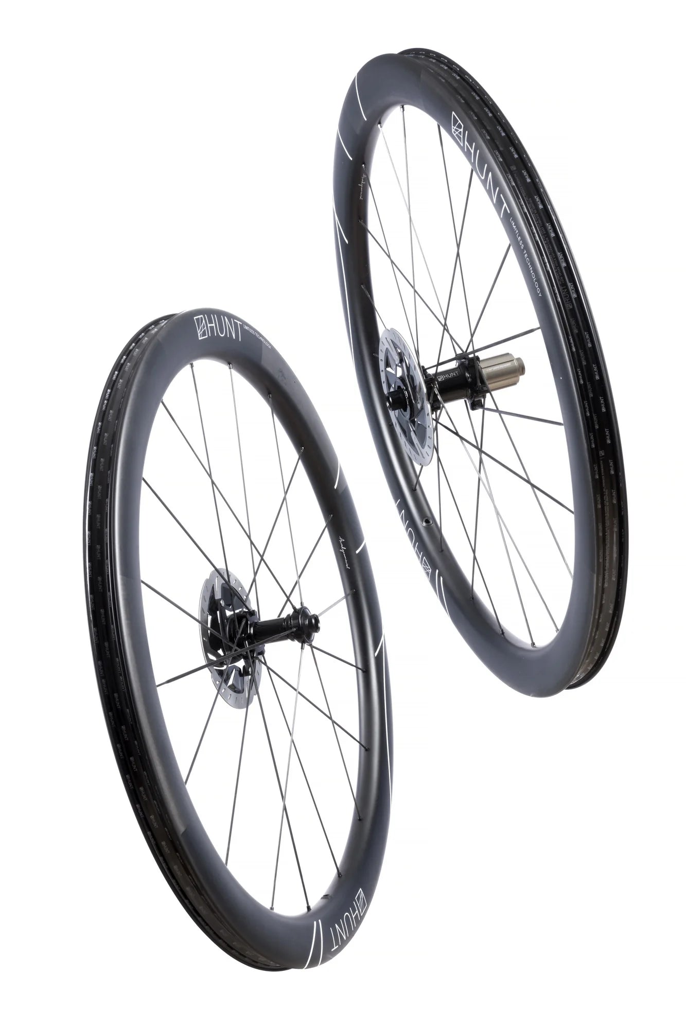 HUNT 48 Limitless UD Carbon Spoke Disc Wheelset - Lightweight Aero Road Bike Wheels for Racing & Performance Cycling | Perfect for Triathlons, Time Trials & Road Racing