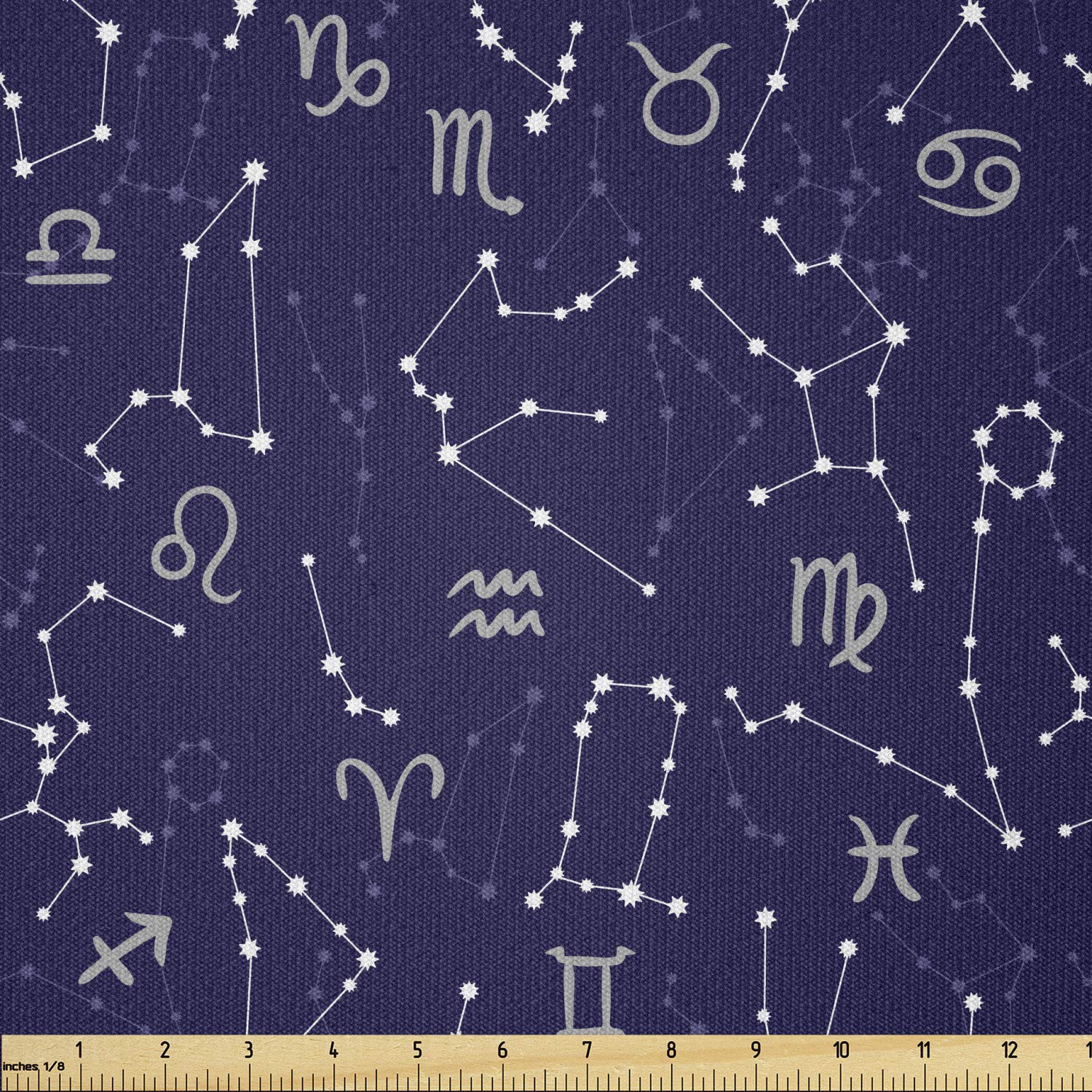 Ambesonne Astrology Fabric by The Yard - Horoscope Signs & Constellation Print Stretch Knit Fabric (10 Yards, Indigo White) for DIY Clothing, Sewing Projects & Cosmic-Themed Arts & Crafts | Perfect for Dresses, Scarves, Home Decor & Celestial-Inspired Creations