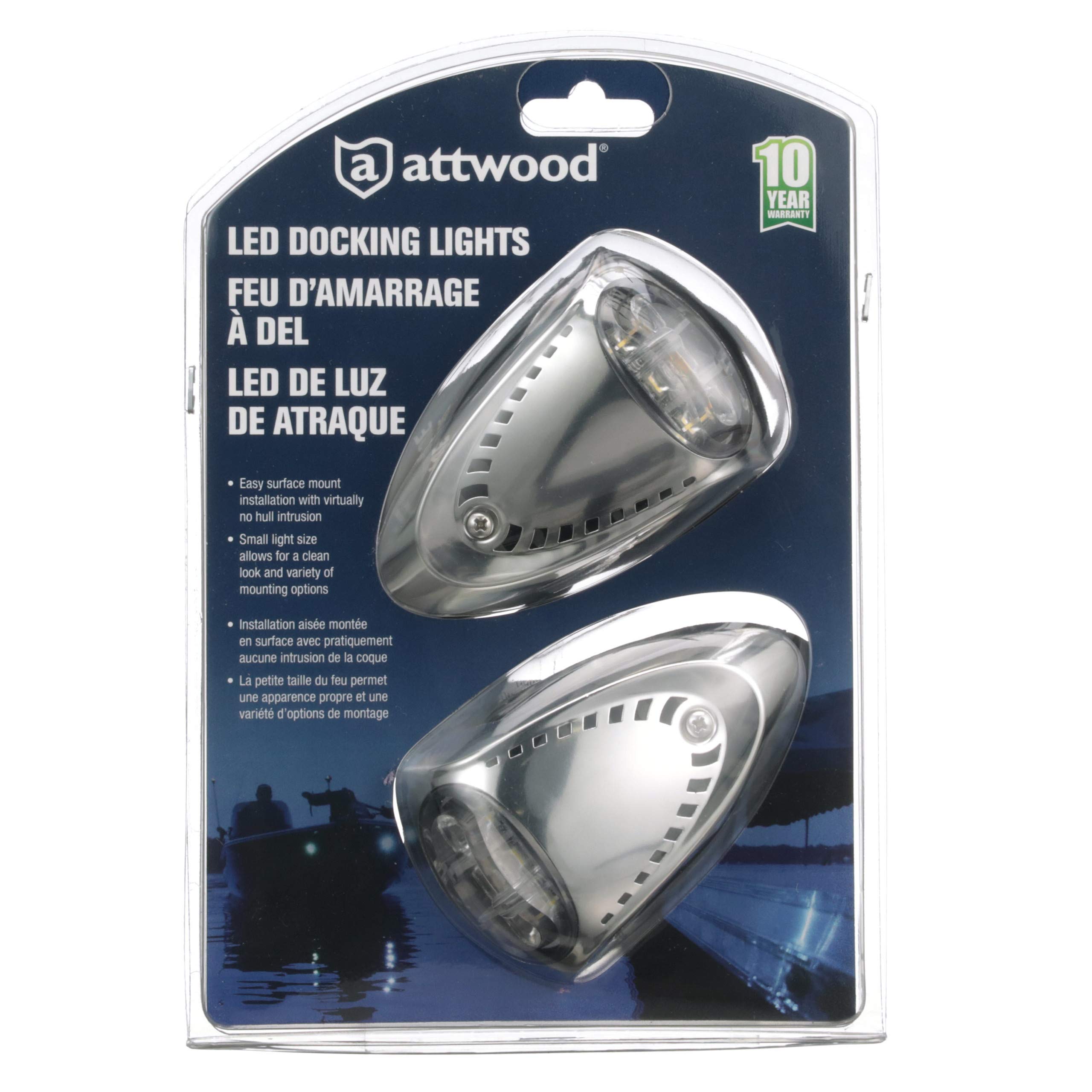 Attwood 6522SS7 Universal Marine Boat LED Docking Lights - Waterproof, Stainless Steel, Bright Navigation Lighting for Boats, Yachts & Docks - Perfect for Night Cruising & Safe Harbor Maneuvering