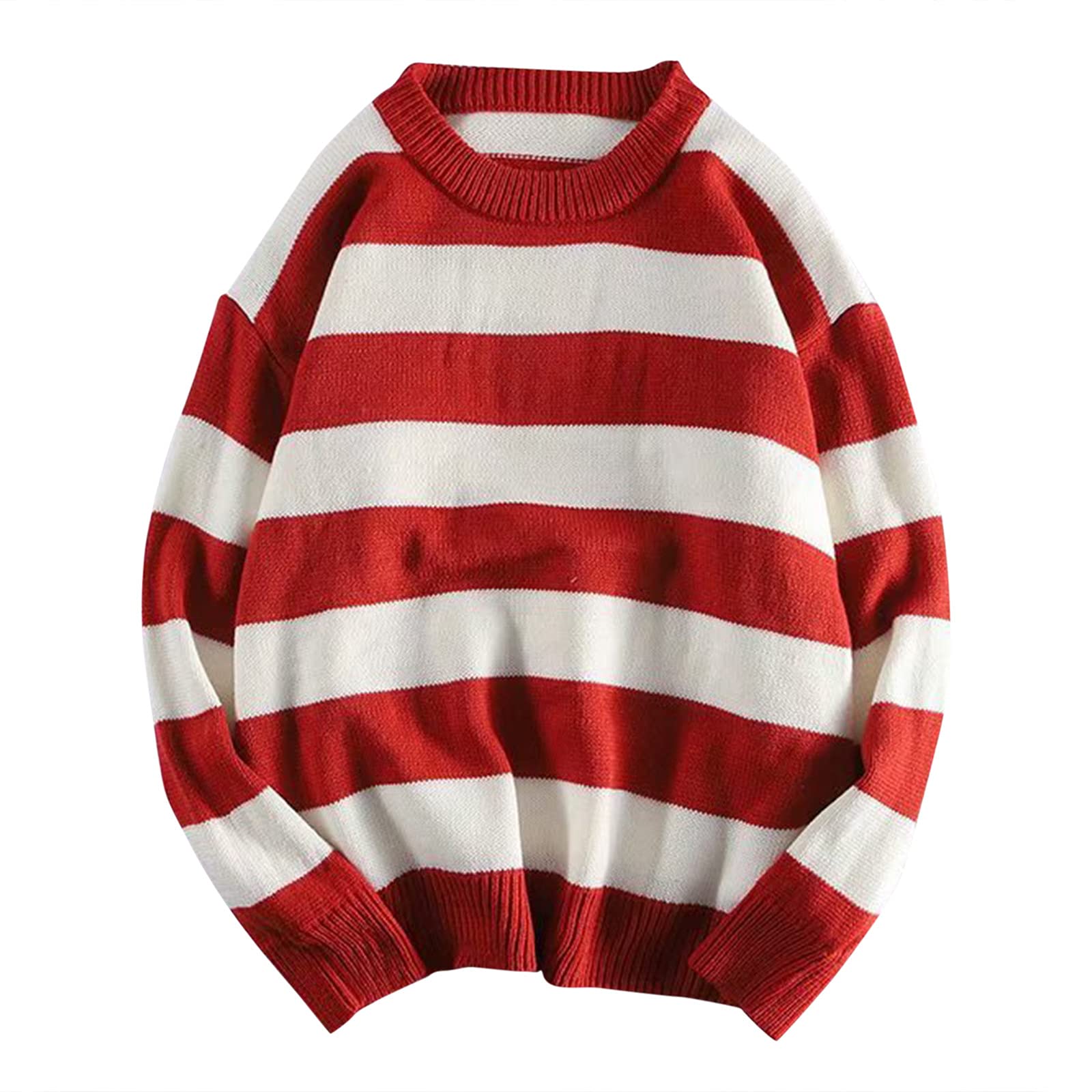 Plus Size Striped Color Block Sweater for Women - Long Sleeve Crewneck Pullover Knit Jumper Top | Casual Office Wear & Winter Layering Outfits