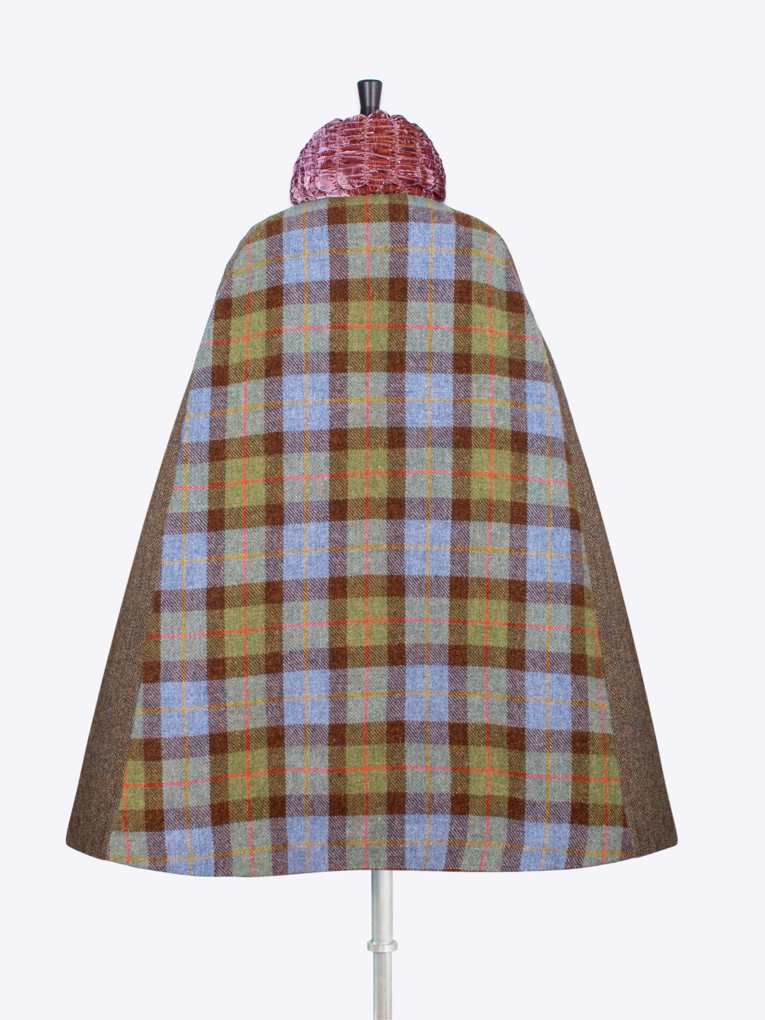 20s Vintage Collar Cape - MacLeod & Moss Green Plaid Wool Cape | Perfect for Renaissance Fairs, Historical Reenactments & Winter Fashion