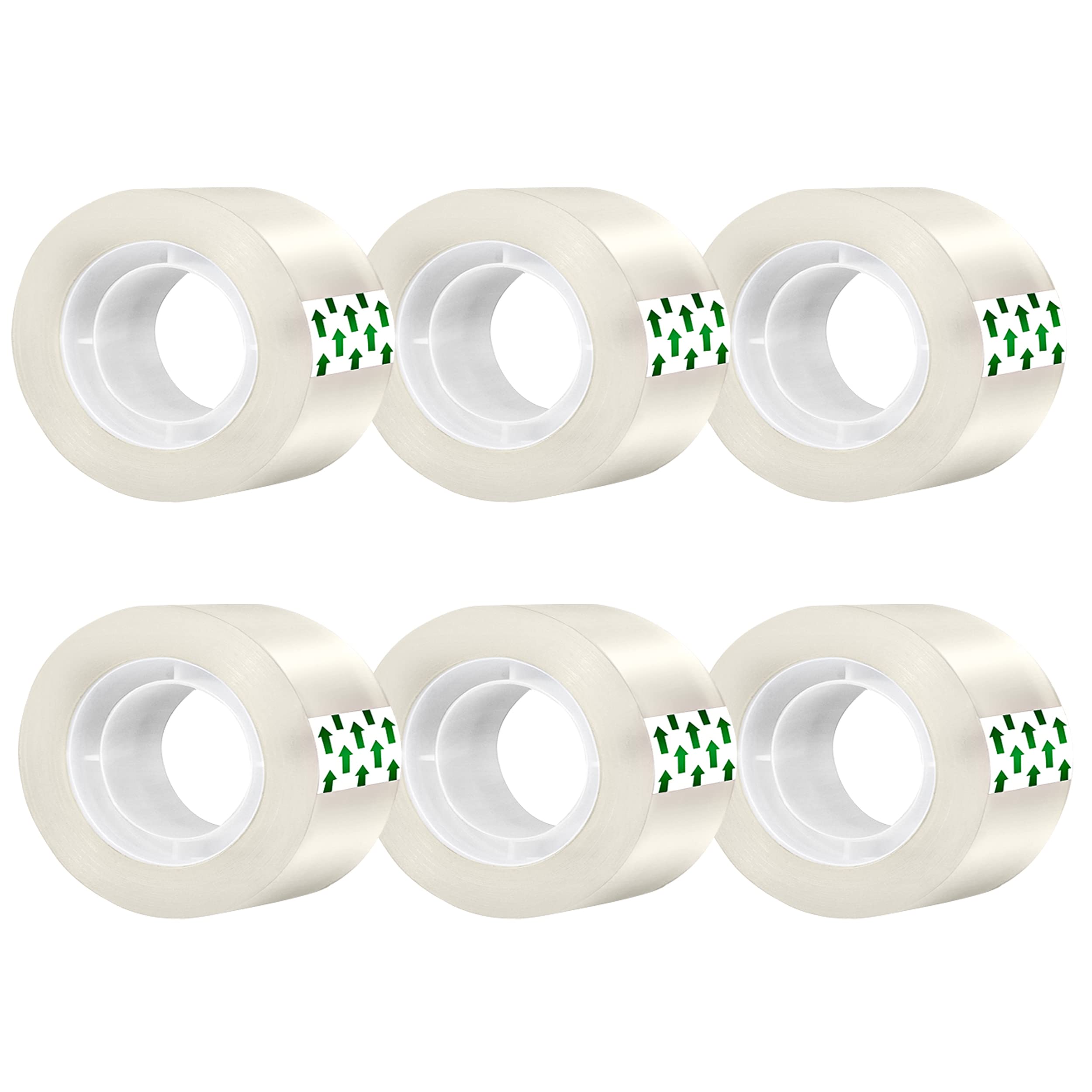 6 Rolls Clear Transparent Tape Refills - Strong Adhesive for Office, Home & School Use - Perfect for Packing, Crafting & Sealing Boxes