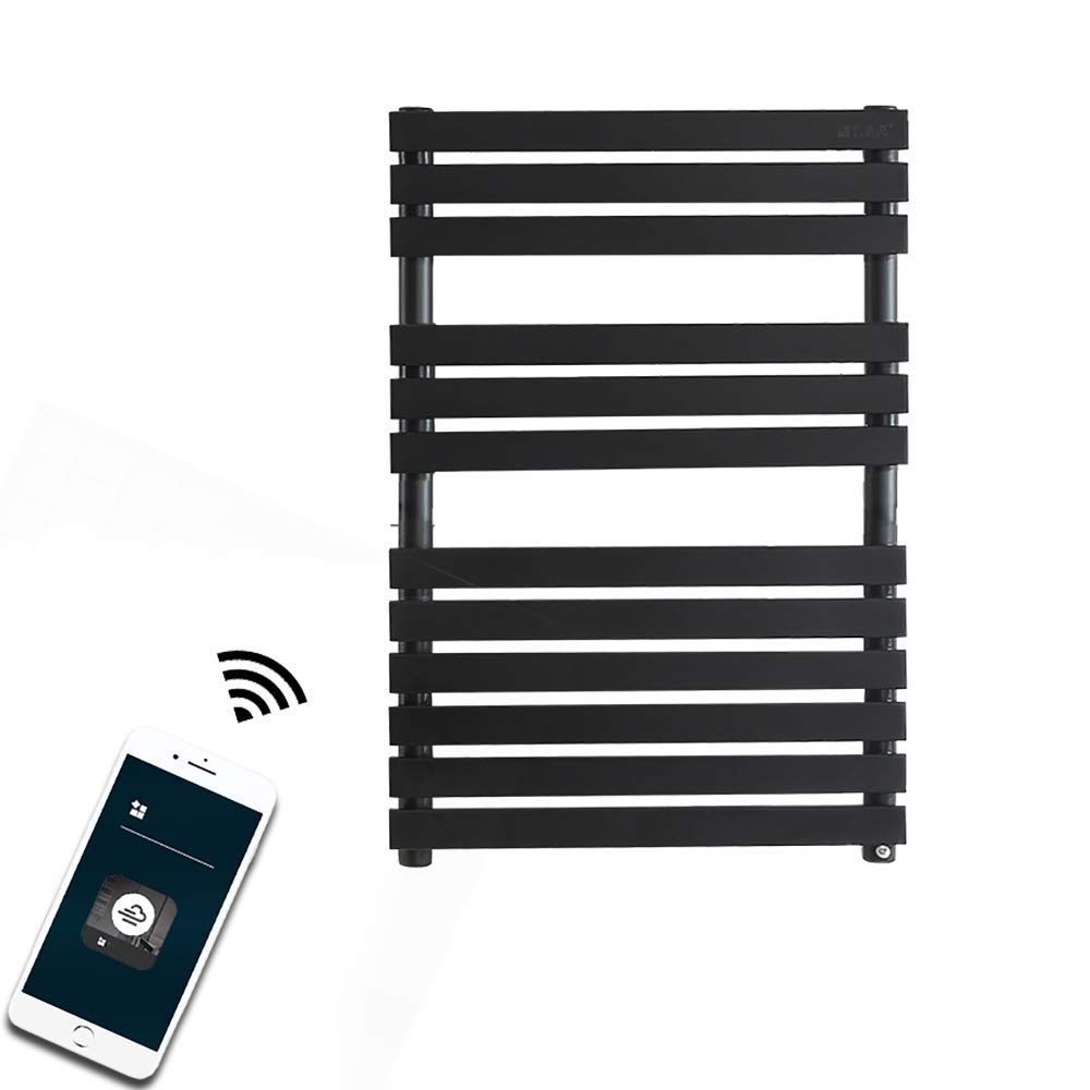 Stainless Steel Heated Towel Rack - Wall Mounted Electric Bathroom Towel Warmer with Carbon Fiber Heating & Matte Black Finish - Perfect for Spa, Luxury Bathrooms & Small Space Heating