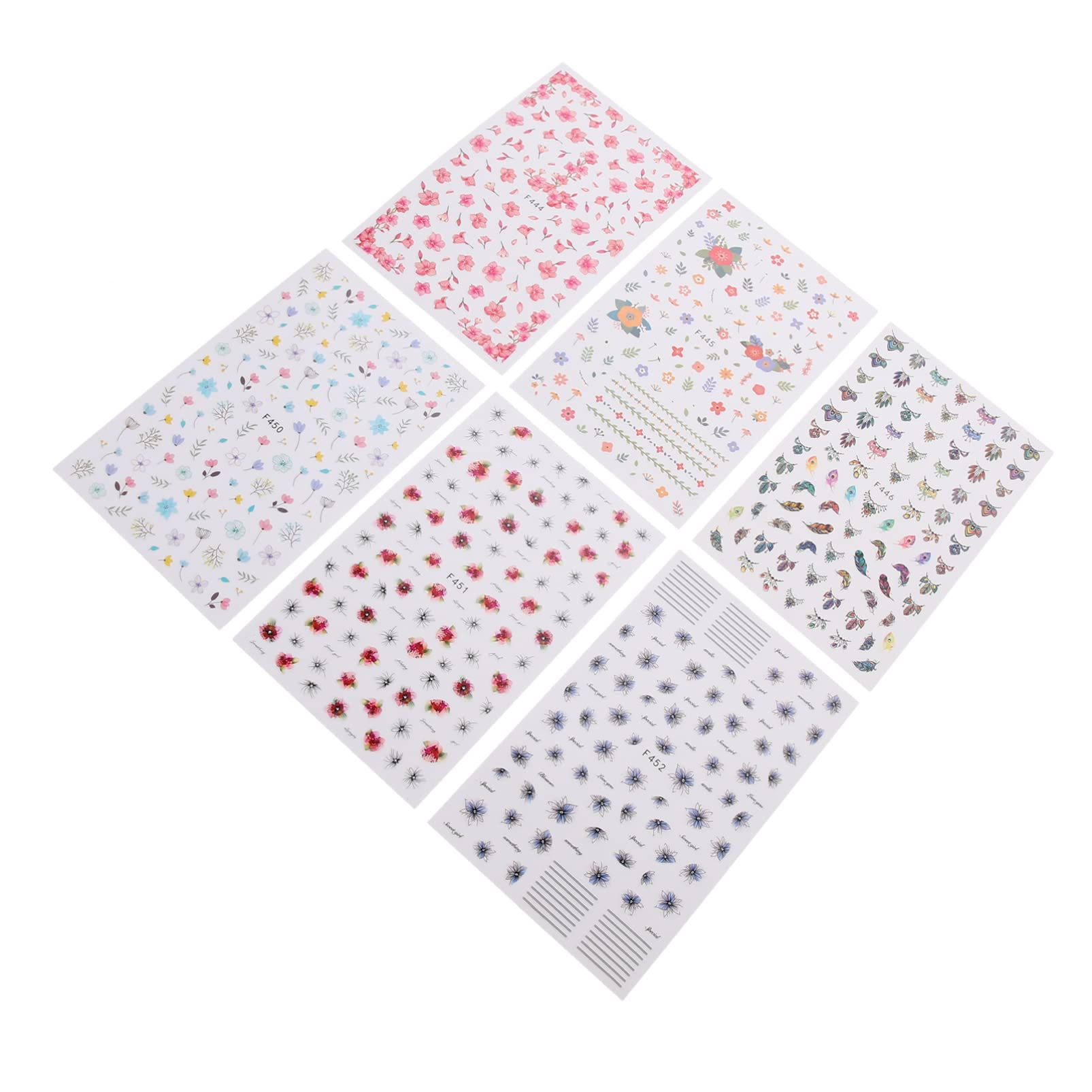 FRCOLOR 6pcs Self-Adhesive Nail Art Stickers - Floral Nail Decorations for DIY Manicure | Waterproof Nail Stickers for Women & Girls | Perfect for Parties, Weddings, Daily Wear