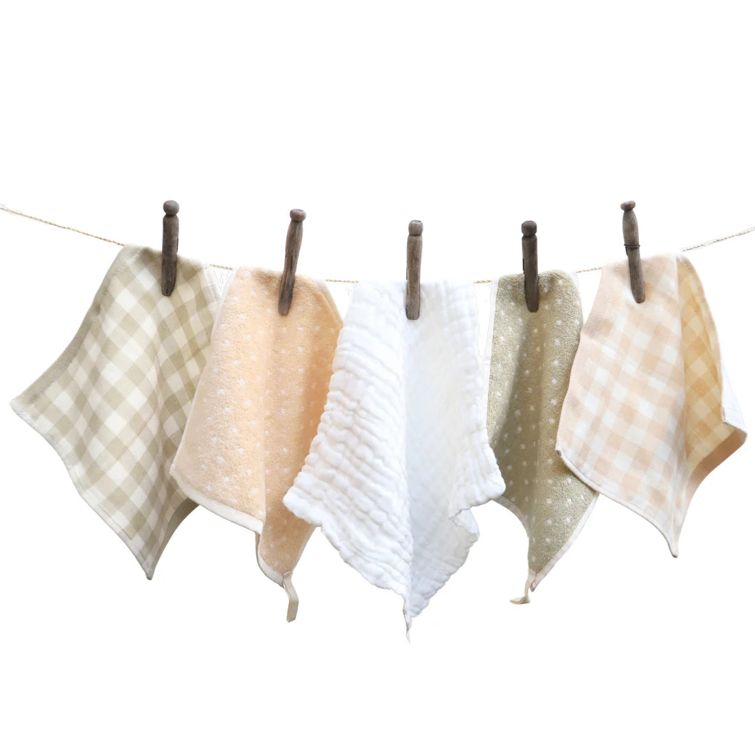 Fibre For Good Cotton Reusable Wipes - Eco-Friendly Multi-Color 5-Pack for Baby Care, Makeup Removal & Household Cleaning