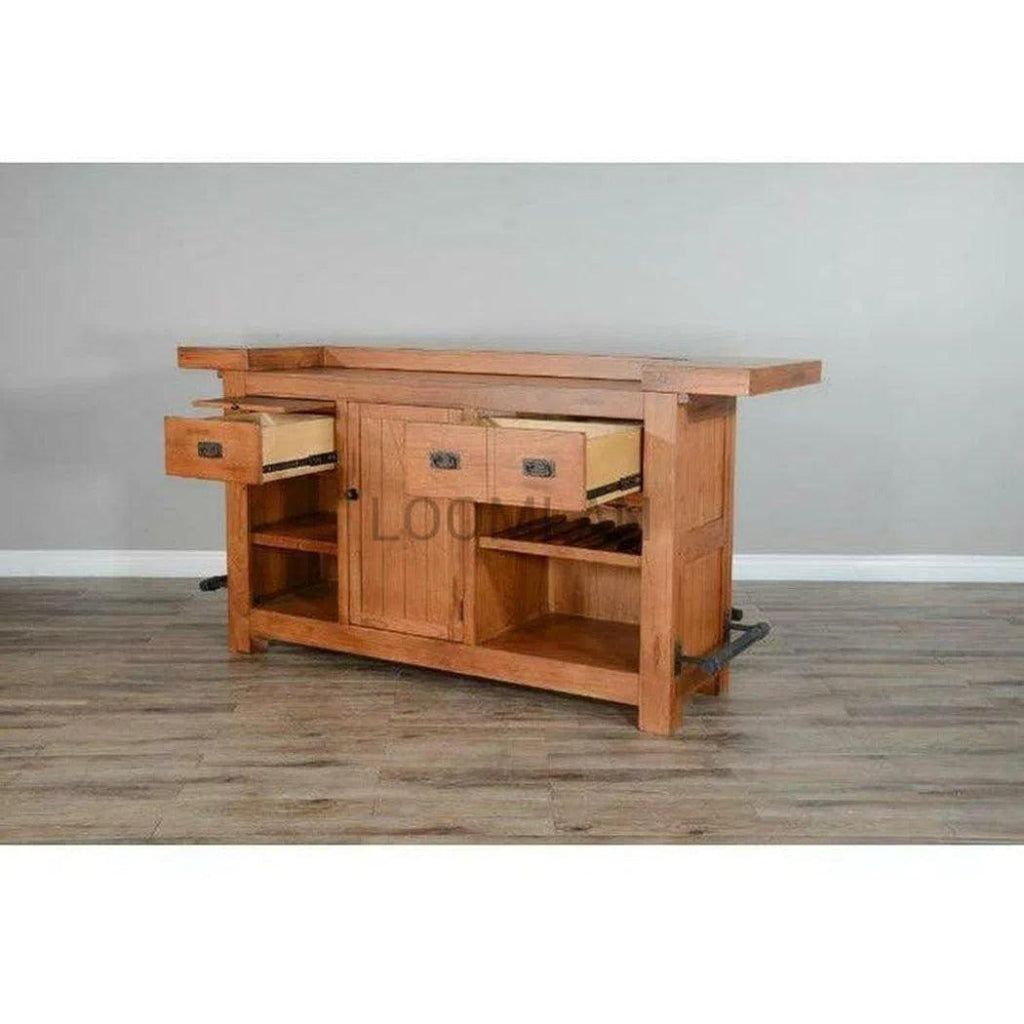 80-Inch Rustic Wood Game Room Bar Island with Storage - Perfect for Basement, Man Cave, or Entertainment Area