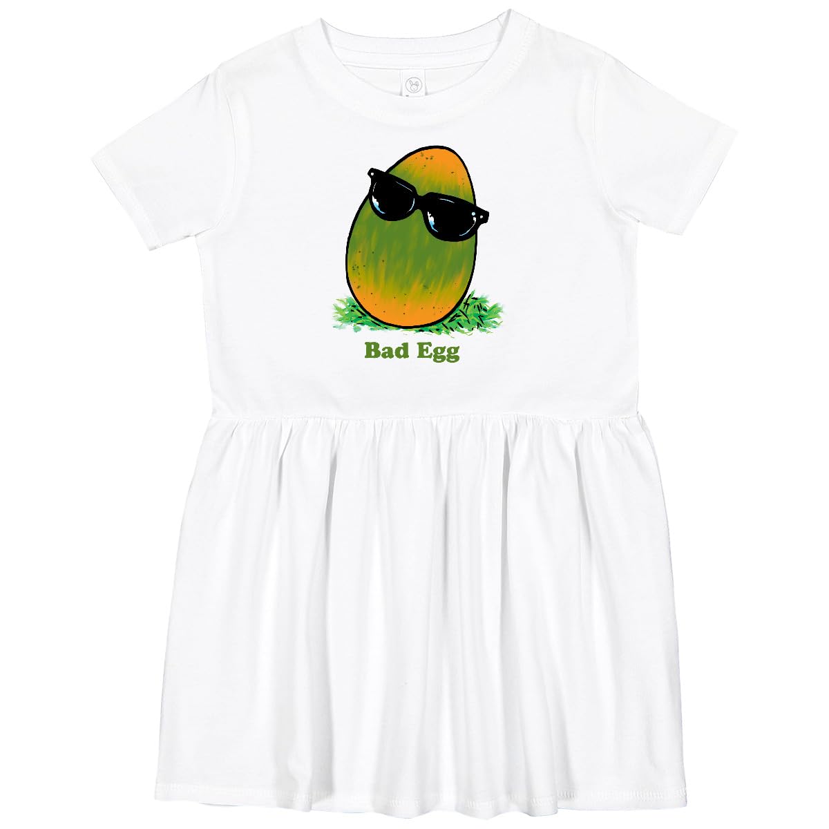 Easter Green & Yellow Bad Egg with Sunglasses Toddler Dress - Cute Holiday Outfit for Girls & Boys - Perfect for Easter Egg Hunts & Spring Celebrations
