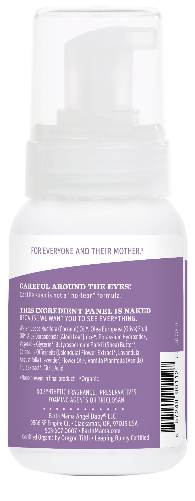Earth Mama Organic Lavender Baby Wash & Body Soap - Gentle Foaming Cleanser for Sensitive Skin with Coconut Oil, Shea Butter & Calendula | Hypoallergenic, Vegan & Cruelty-Free | Perfect for Newborns, Kids & Adults | Bath Time, Hand Washing & Shower Use
