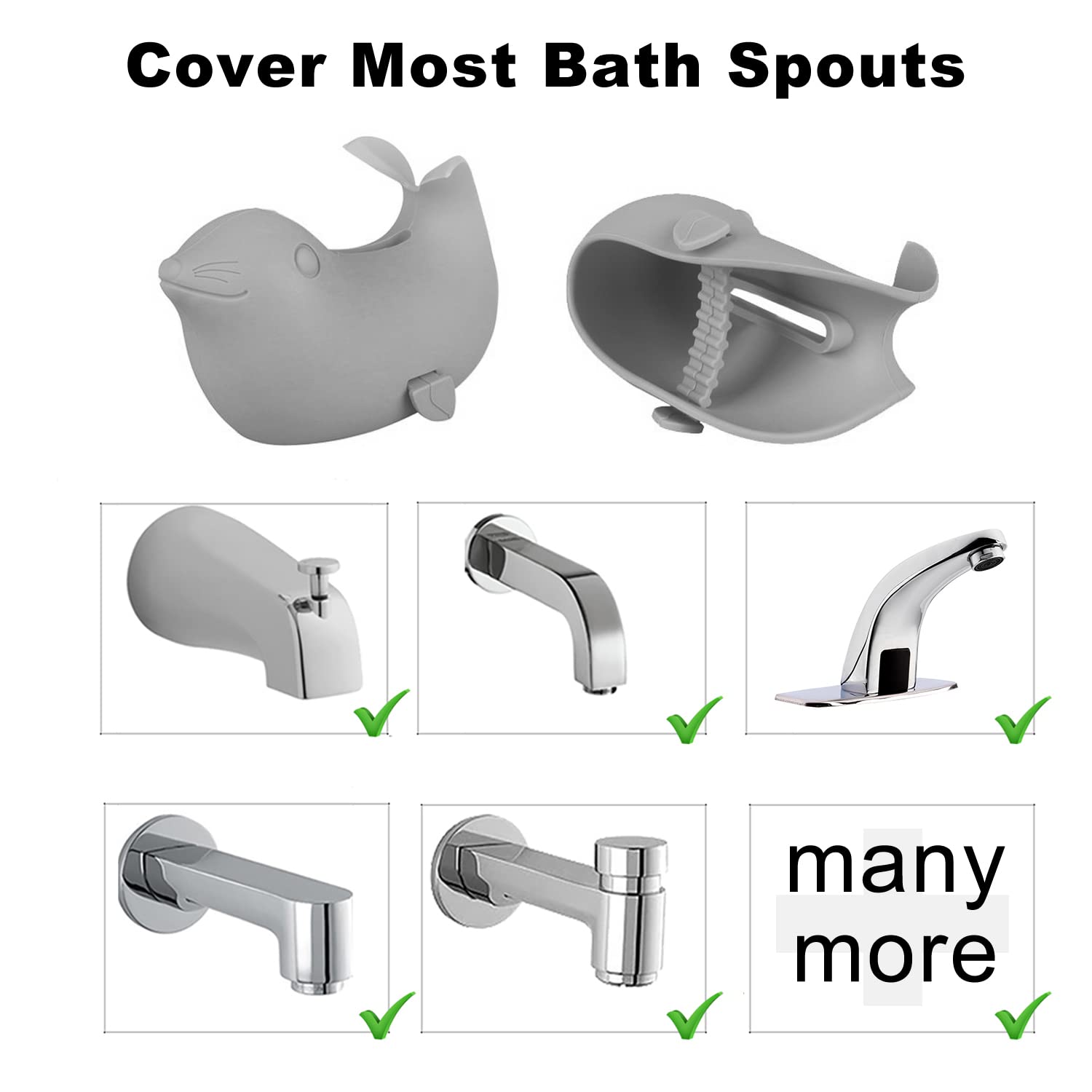 Soft Silicone Baby Bathtub Faucet Cover - Safe Bath Spout Protector for Kids, Gray Sea Lions Design - Prevent Bumps & Injuries During Bath Time - Perfect for Baby & Toddler Bathroom Safety Accessories