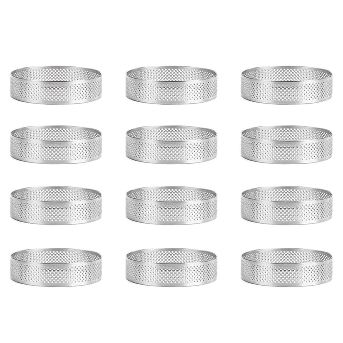 Abledance 12 Pack Stainless Steel Tart Rings - 6cm Perforated Baking Molds for Cakes, Mousse & Pastries | Perfect for Home Baking, Professional Pastry Chefs & Dessert Making
