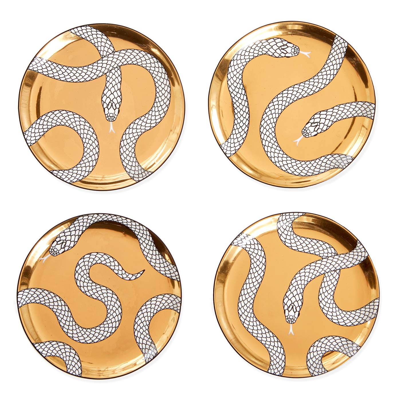 Jonathan Adler Eden Coasters Set of 4 - Premium Absorbent Ceramic Drink Coasters for Coffee, Wine & Cocktails - Stylish Home Bar & Dining Table Decor Accessories
