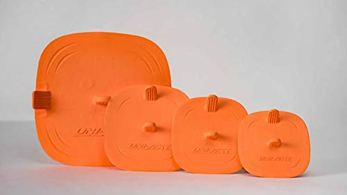 Universal Vacuum Seal Lids for Food Storage Containers - 4-Piece Set (Orange) - Airtight Silicone Lids for Freshness & Space Saving - Perfect for Meal Prep, Leftovers & Sous Vide Cooking