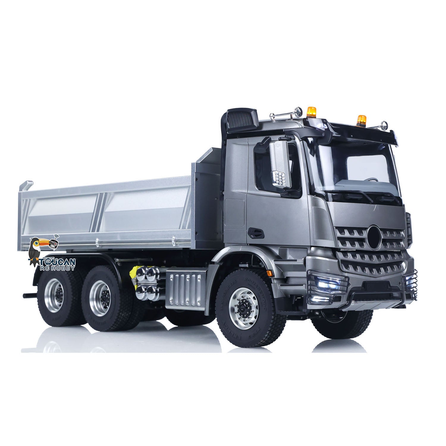 1/14 Scale RC Hydraulic Dumper Truck - 2-Speed Metal Chassis Tipper Model Car with Light & Sound - US Stock - Perfect for Construction Site Simulation and RC Hobby Enthusiasts
