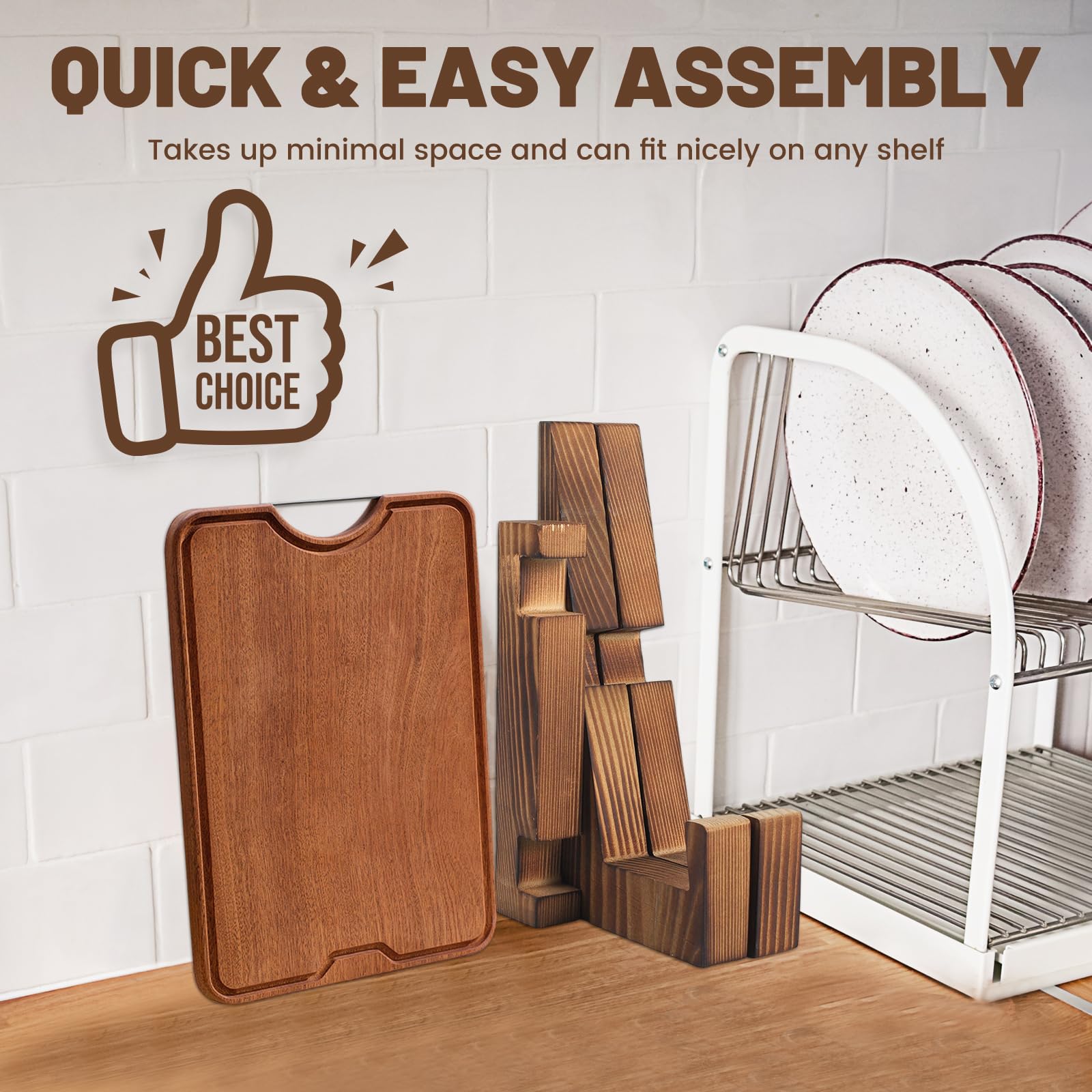 Wooden Cookbook Stand for Kitchen - Rustic Counter Holder (8.8inch) for Easy Cooking