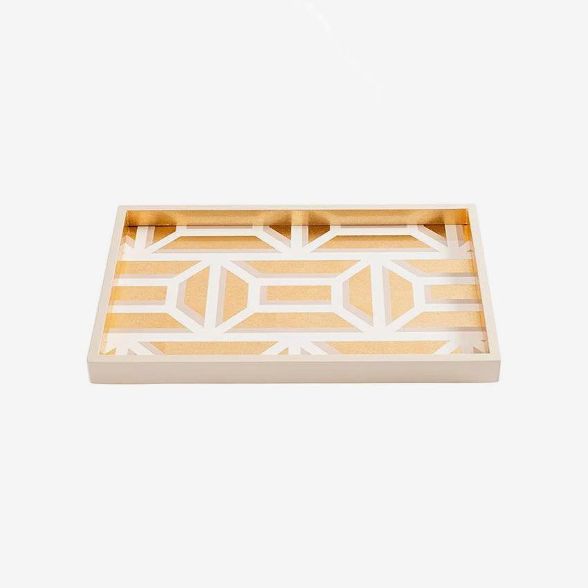 Caspari Garden Gate Lacquer Tray - Elegant Decorative Serving Tray for Home, Kitchen, and Outdoor Entertaining | Perfect for Parties, Tea Time, and Display