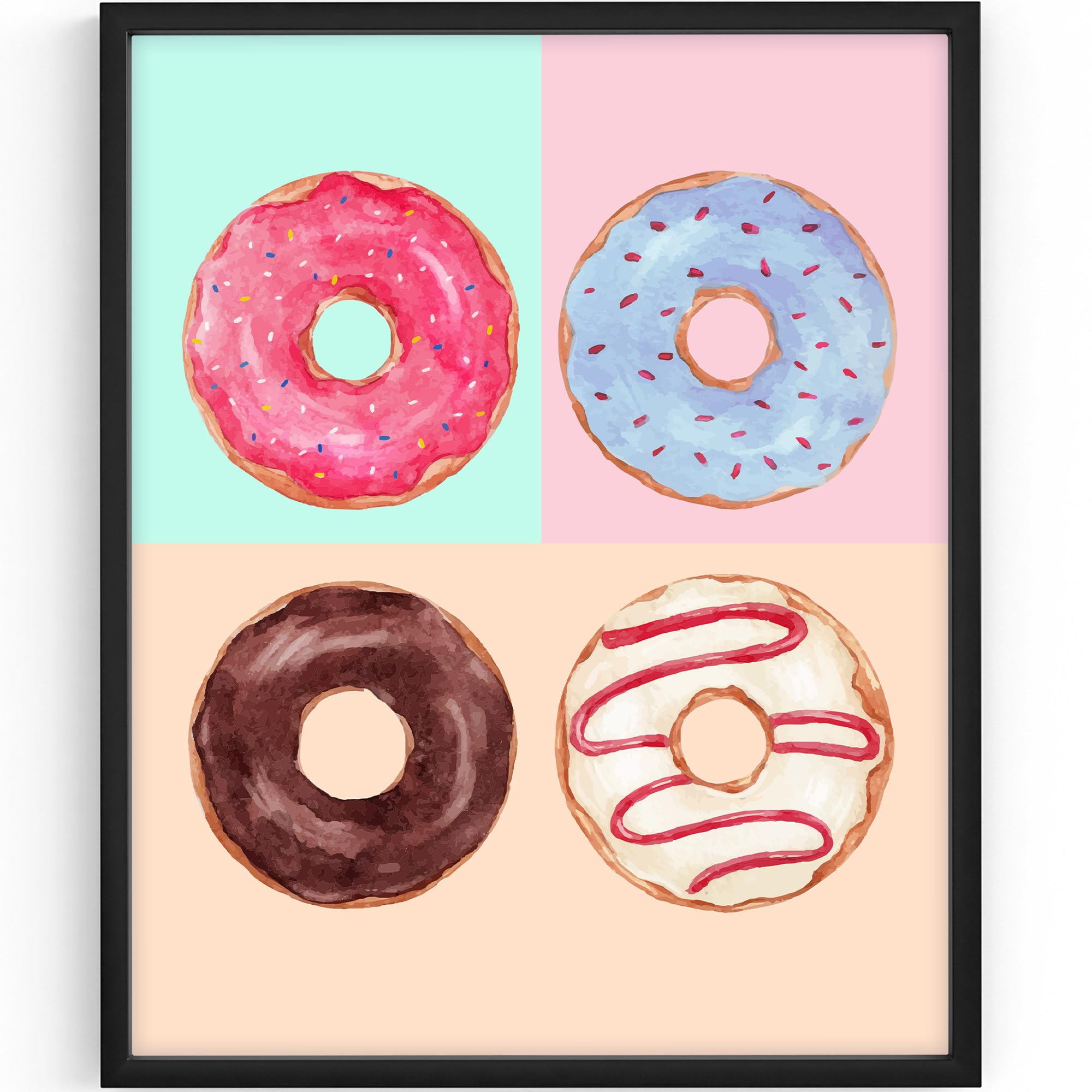 Donut Art Print - 8x10 Unframed Wall Decor | Whimsical Donut Lovers Gift & Kitchen Art | Perfect for Home, Cafe, Bakery & Bedroom Decorations