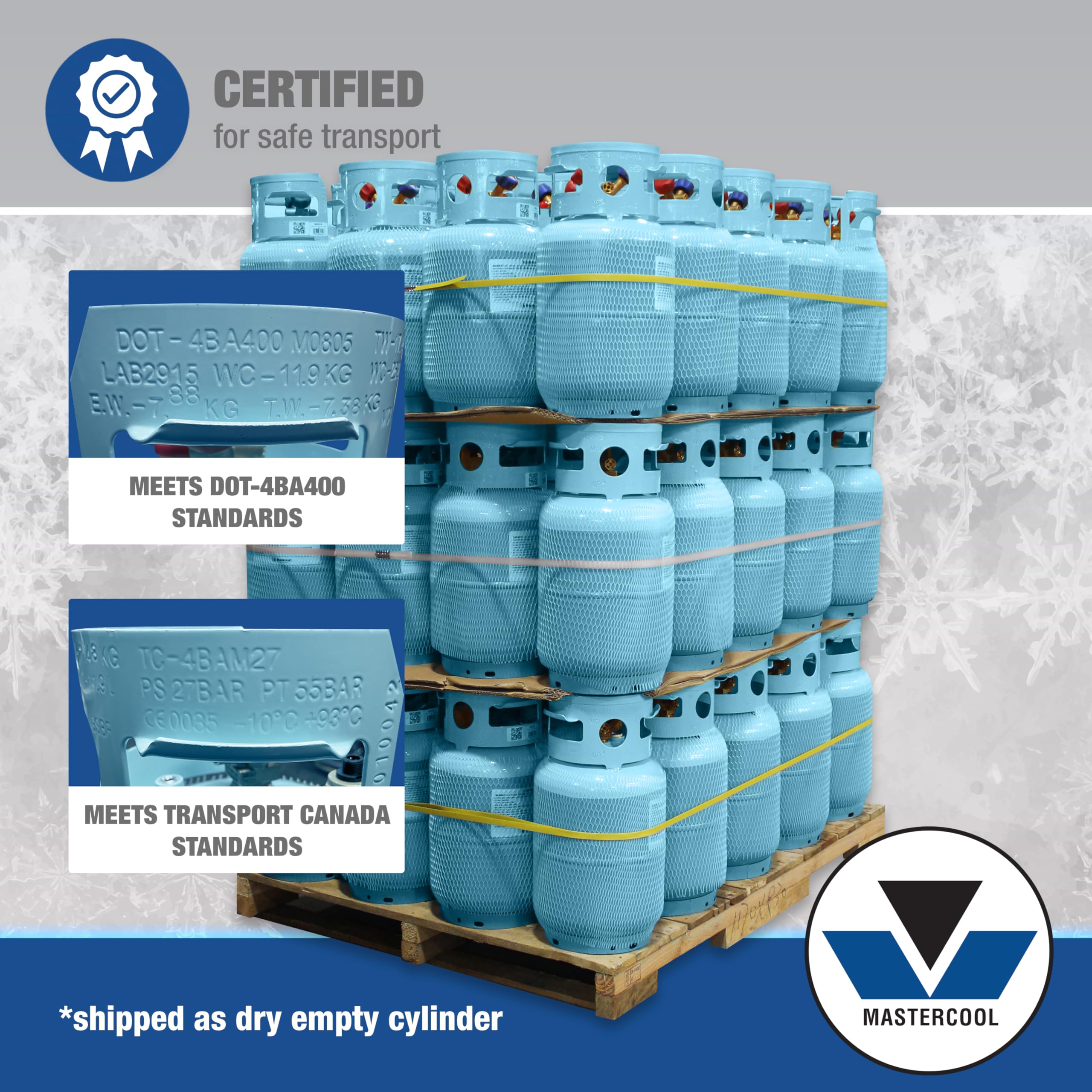 Mastercool 67010 30 lb Refrigerant Recovery Cylinder - DOT-Approved HVAC Tank with Float Switch, 1/2