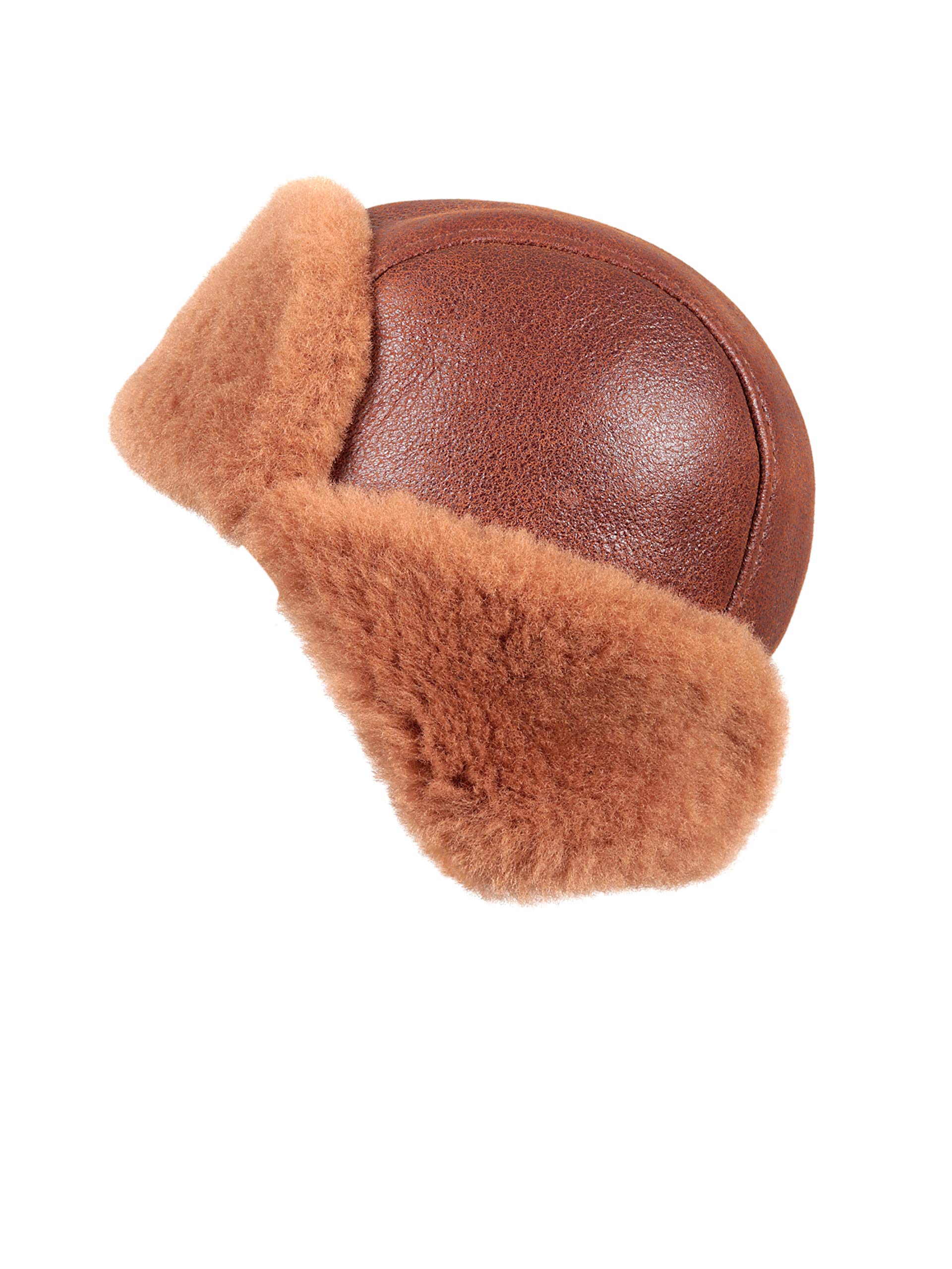 Genuine Leather Aviator Shearling Ushanka Trapper Hat - Russian Sheepskin Winter Cap with Real Fur & Ear Flaps for Men and Women - Perfect for Cold Weather, Outdoor Activities & Winter Fashion