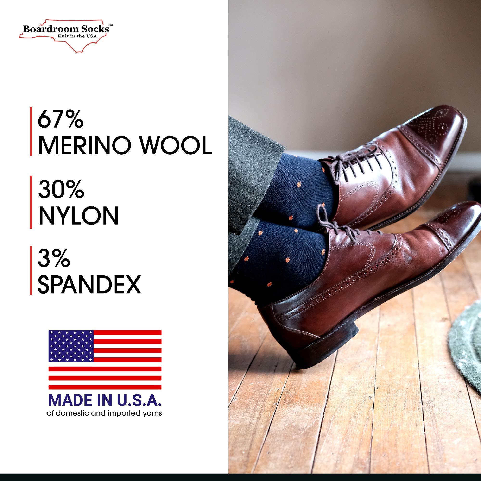 Premium Merino Wool Over-the-Calf Dress Socks for Men - Breathable, Comfortable & Stylish Patterned Socks for Business, Office & Formal Occasions