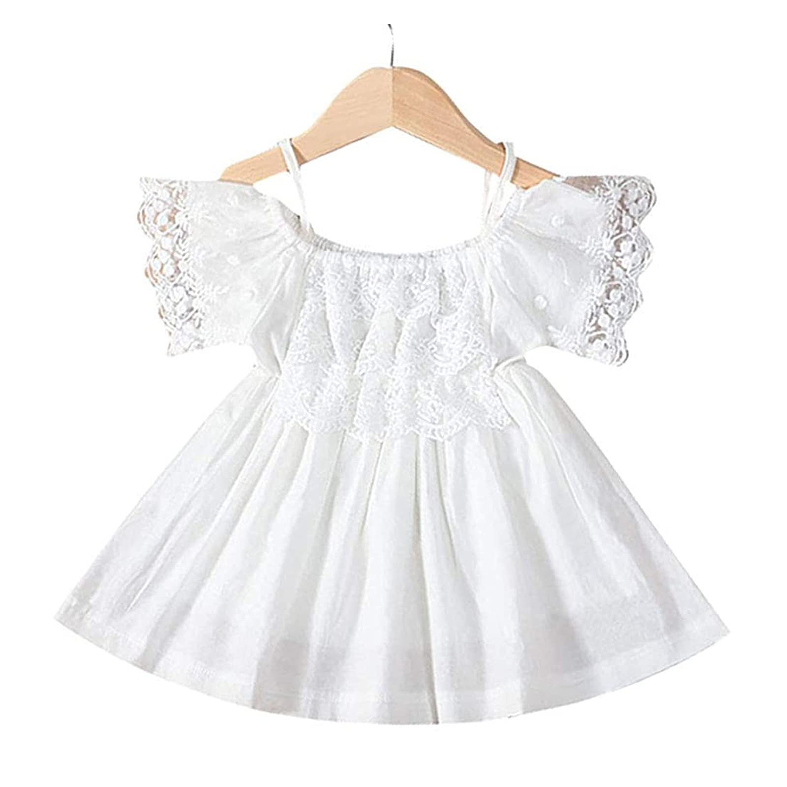 Princess Lace Sundress for Baby Girls - Summer Beach Wedding White Dress for Toddlers | Perfect for Beach Outings, Photo Shoots & Special Occasions