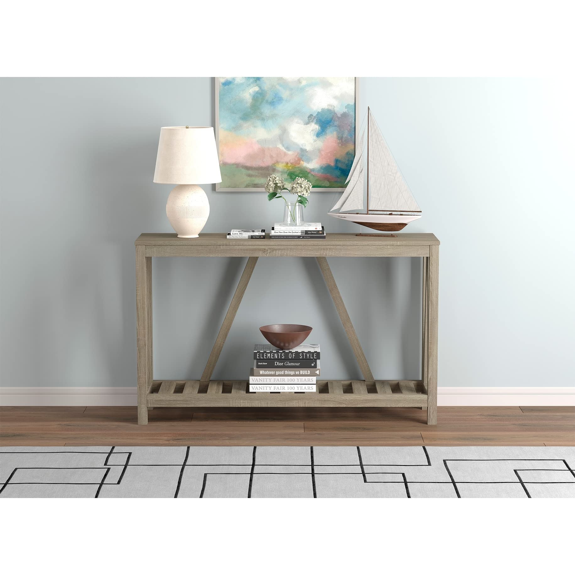 Stylish Safdie Console Table - Sturdy & Slim Entryway Table for Hallway, Living Room - Easy Assembly Narrow Sofa Table - Perfect Behind Couch, Entry Table for Home Decor - Modern Farmhouse Design for Small Spaces