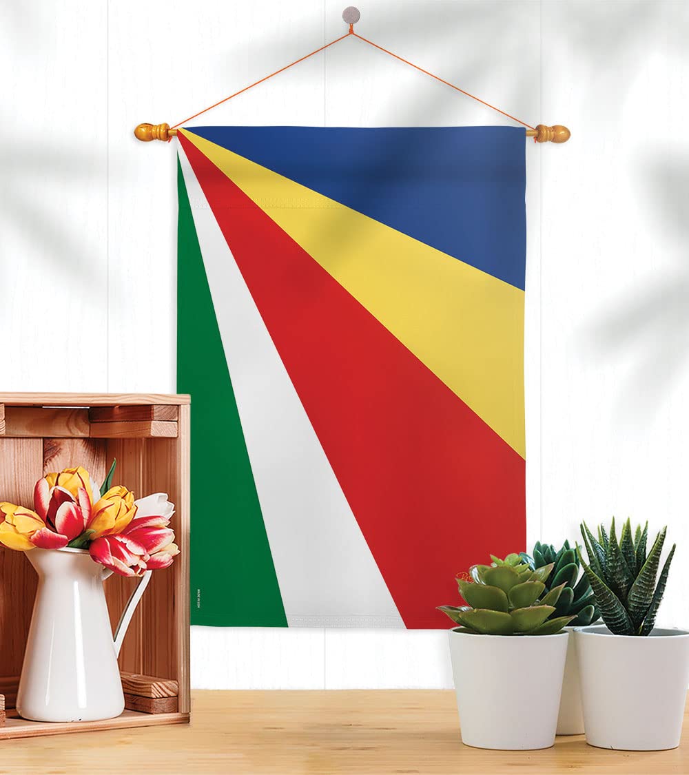 Seychelles National Flag Set 28x40in with Pole for Home & Garden Decor
