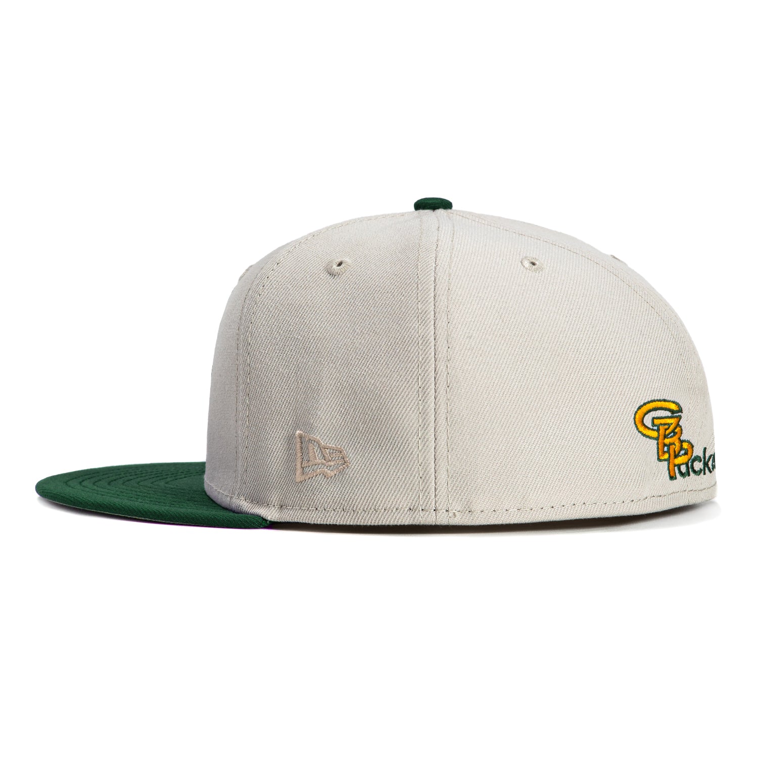New Era 59Fifty Green Bay Packers Logo Patch Snapback Hat - Stone Dome Color - Official NFL Licensed Cap for Men & Women - Perfect for Game Day, Sports Events & Streetwear Fashion