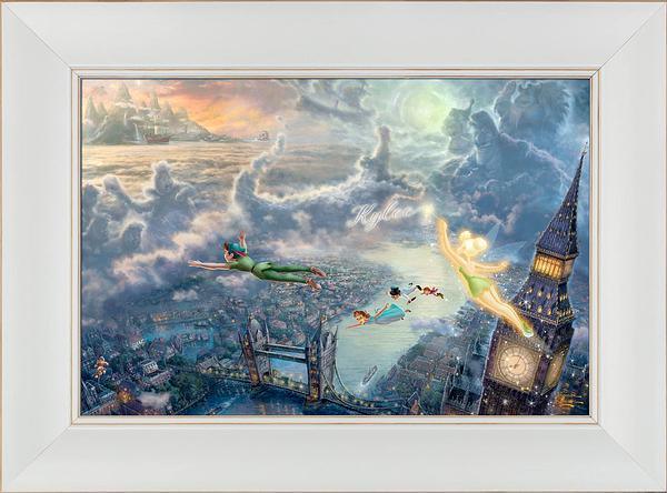 Disney Tinker Bell and Peter Pan Fly to Never Land Personalized Framed Canvas Wall Art - Perfect for Kids' Room Decor, Nursery, and Disney Themed Bedrooms