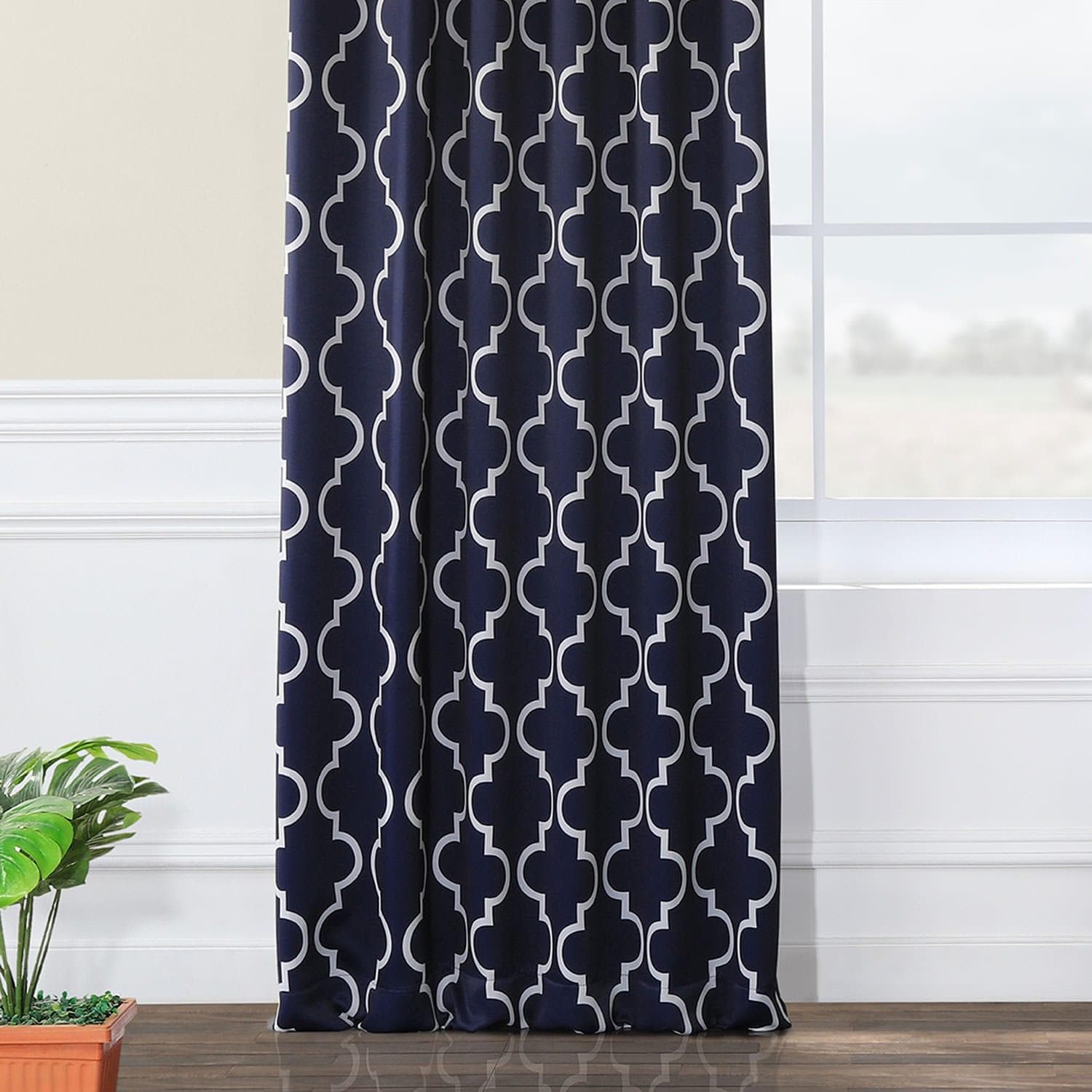 Seville Navy Geometric Blackout Curtains for Bedroom - Modern Window Treatment for Light Blocking & Privacy - Perfect for Home, Office, Nursery & Dorm Room