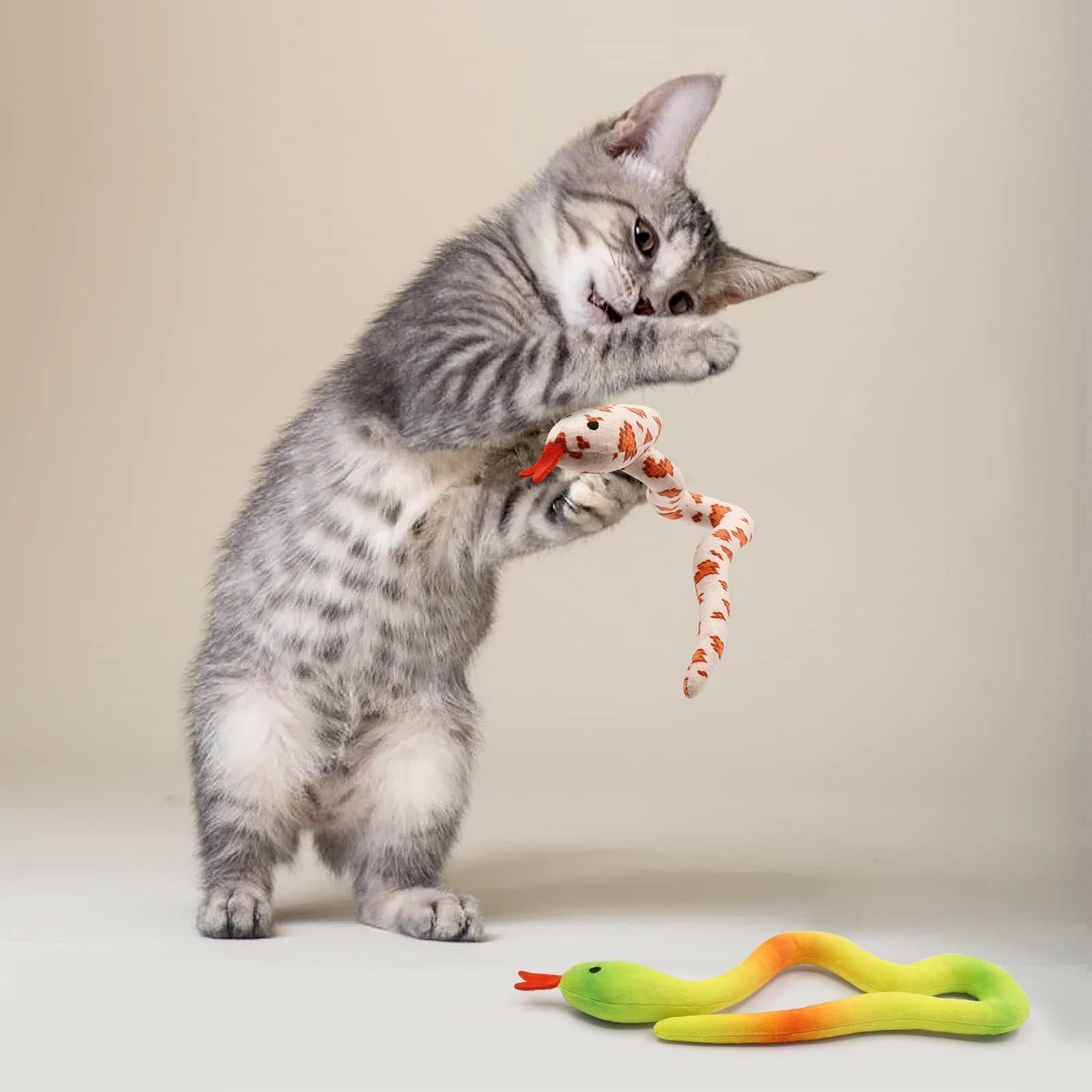 **CiyvoLyeen 5 Pack Snake Cat Toys with Catnip - Interactive Kitten Toys for Indoor Cats, Chew Toys for Dental Health - Perfect Gift for Cat Lovers (Playtime, Training & Stress Relief)**