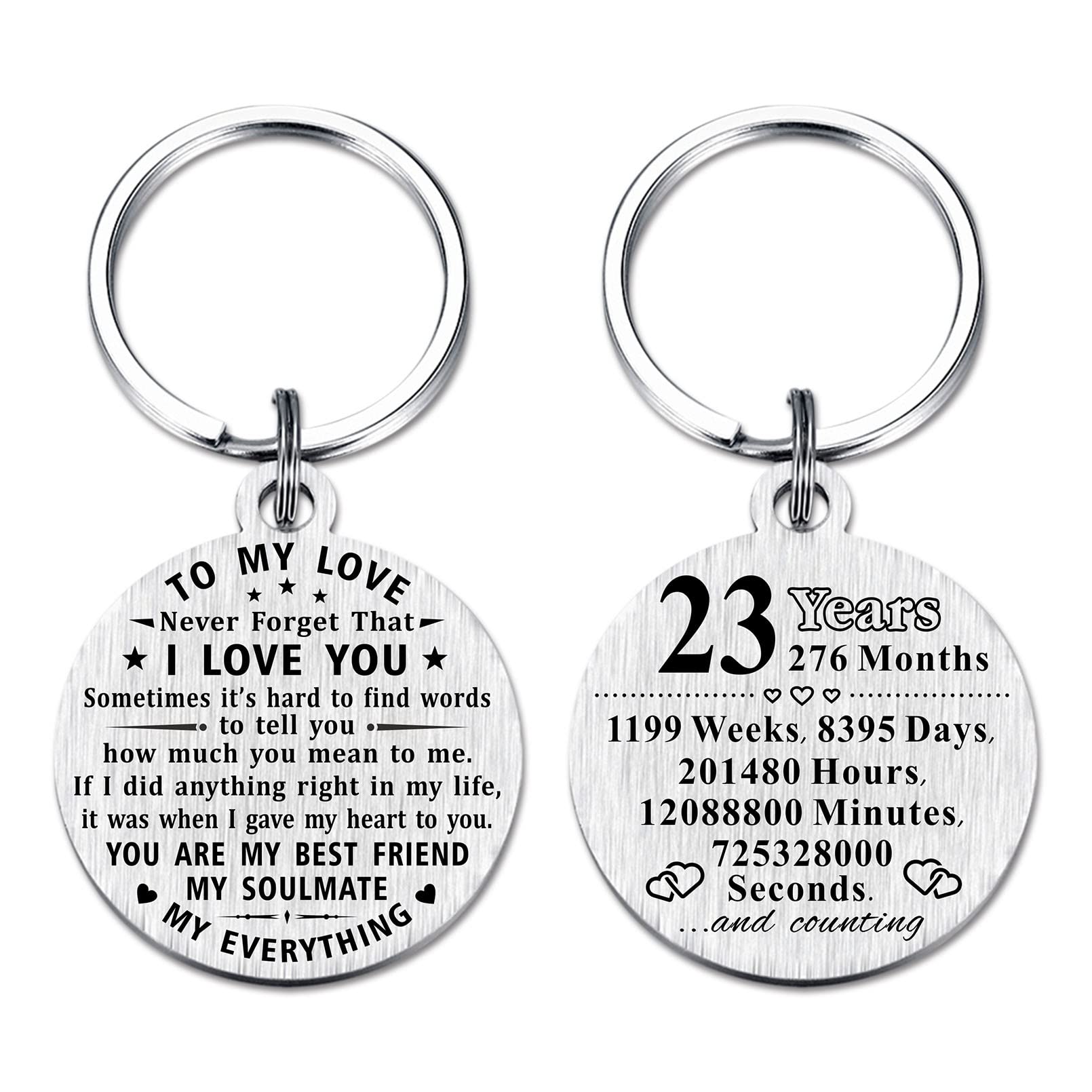 ABNTY 23rd Anniversary Keychain Gift - Engraved Steel Keepsake for 23 Year Wedding Anniversary - Perfect Gift for Husband, Wife, Couples - Great for Romantic Celebrations & Anniversary Decorations
