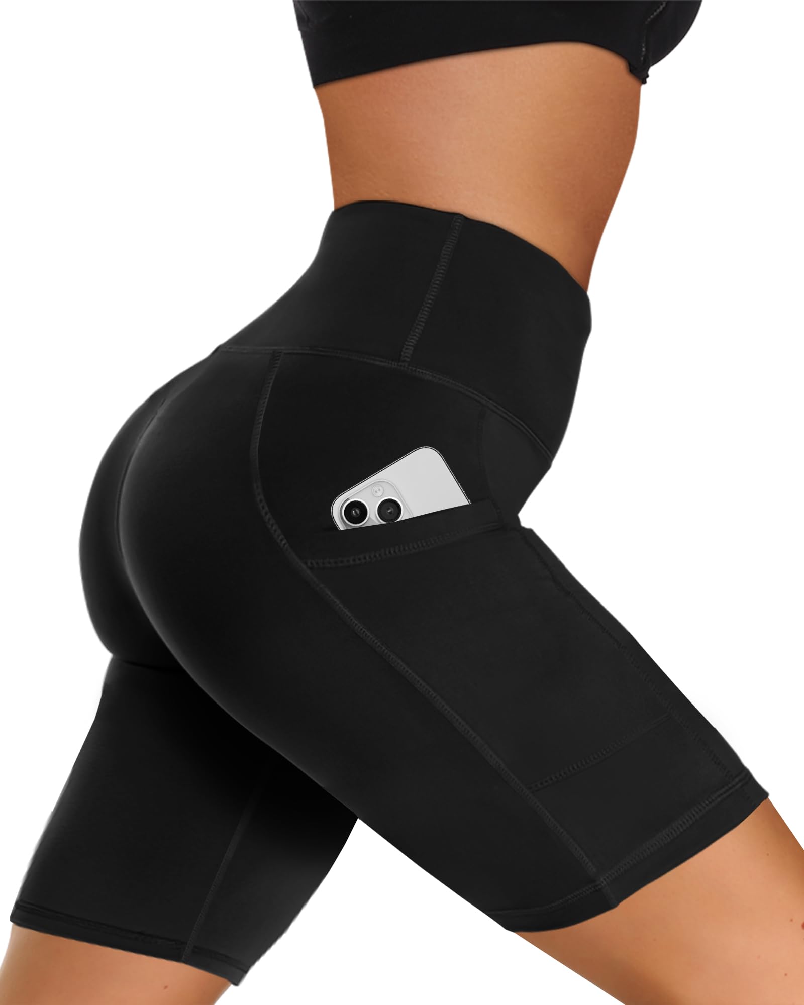 GAYHAY Women's High Waisted Biker Shorts with Pockets - Tummy Control Yoga Running Workout Shorts | Perfect for Gym, Cycling & Casual Wear