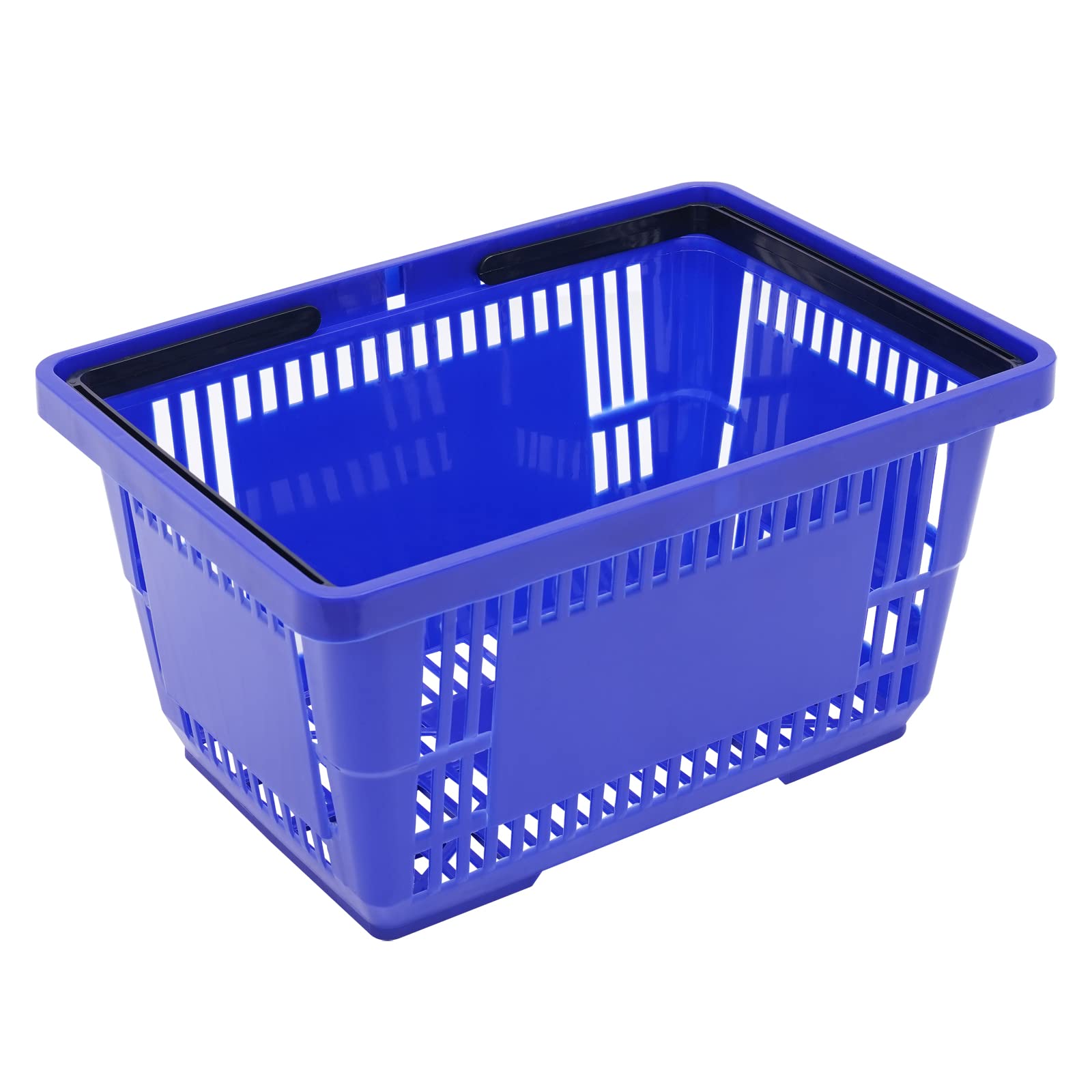 12-Pack Stackable Plastic Shopping Baskets - 18L Capacity, Blue - Durable Fruit & Vegetable Storage Bins for Supermarkets, Retail Stores, Bookshops - Perfect for Grocery Shopping, Home Organization & Commercial Use